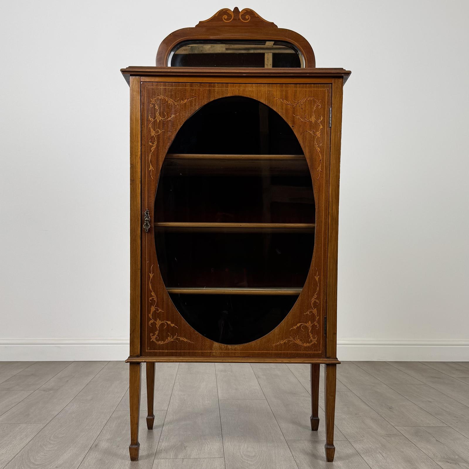 Antique 20th Century Inlaid Display Cabinet in Mahogany (1 of 10)