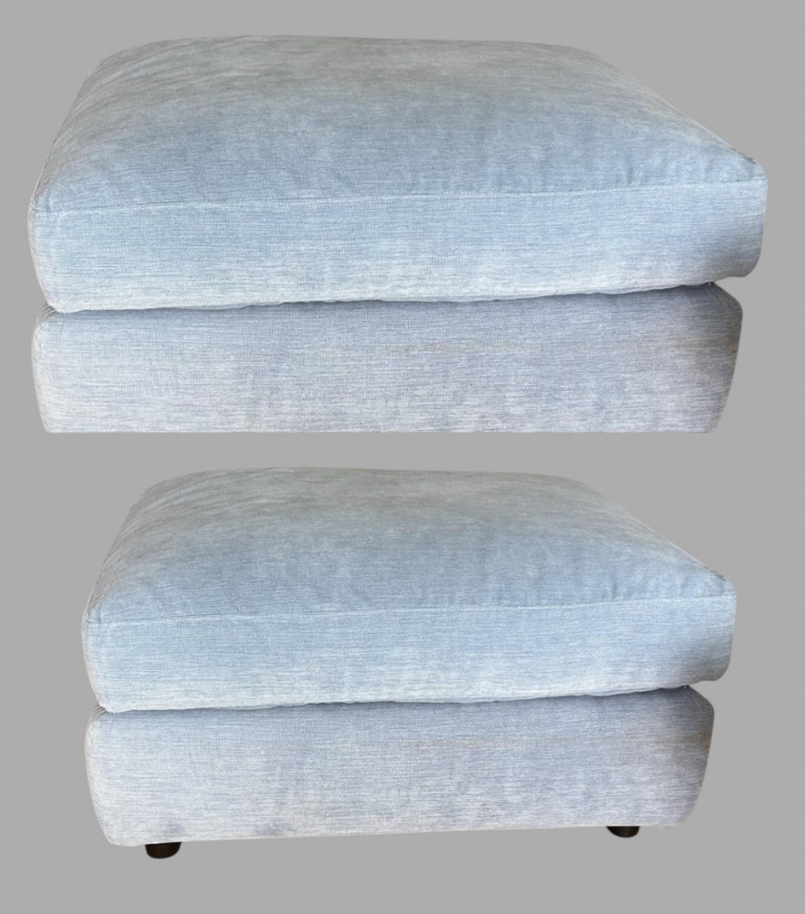 Pair of Large Sky Blue Pouffe / Foot Stools (1 of 4)