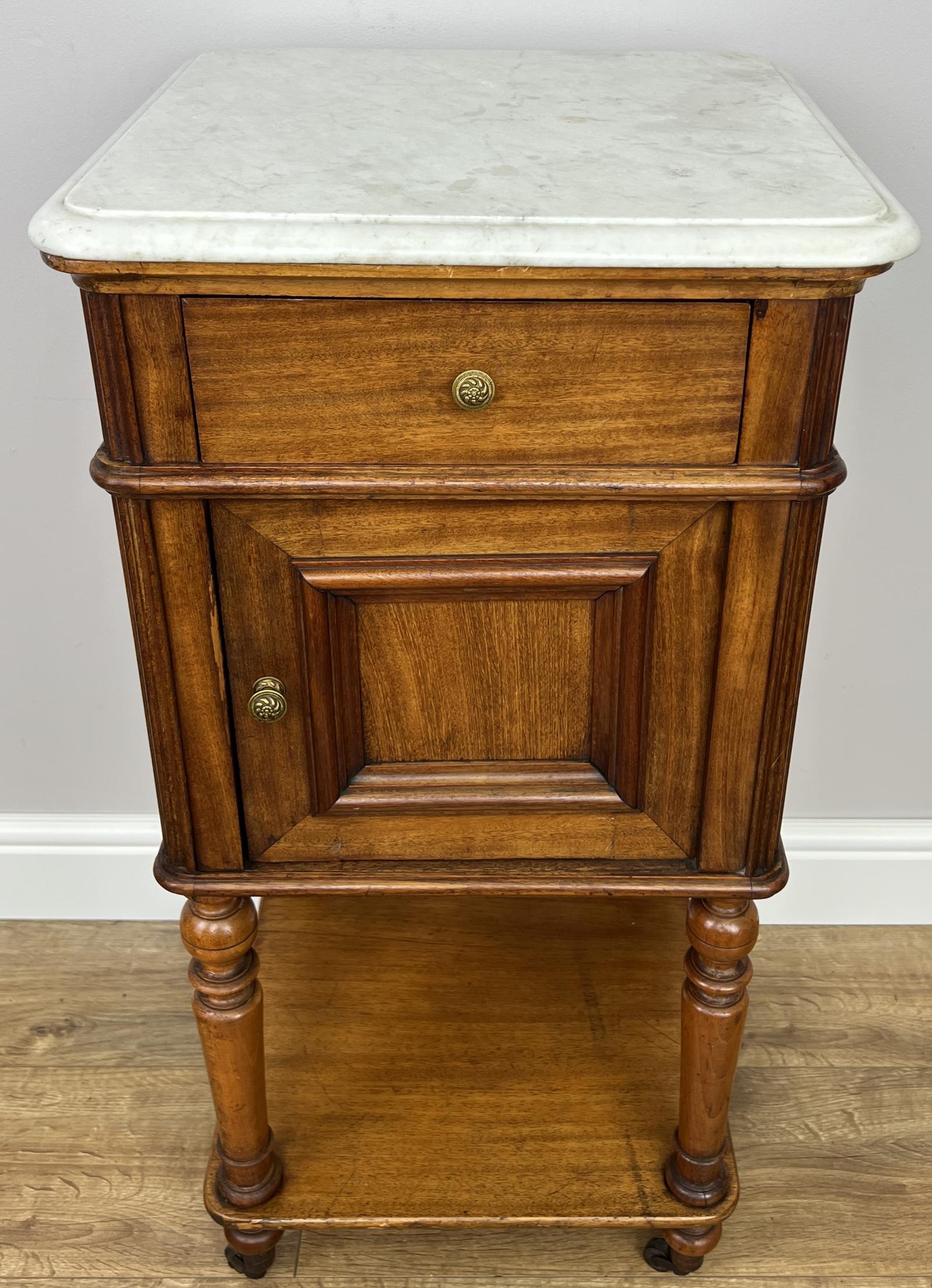Bedside Table Antique French Style Marble Top Walnut Cabinet Nightstand (1 of 15) Bedside Table Antique French Style Marble Top Walnut Cabinet Nightstand (1 of 15)