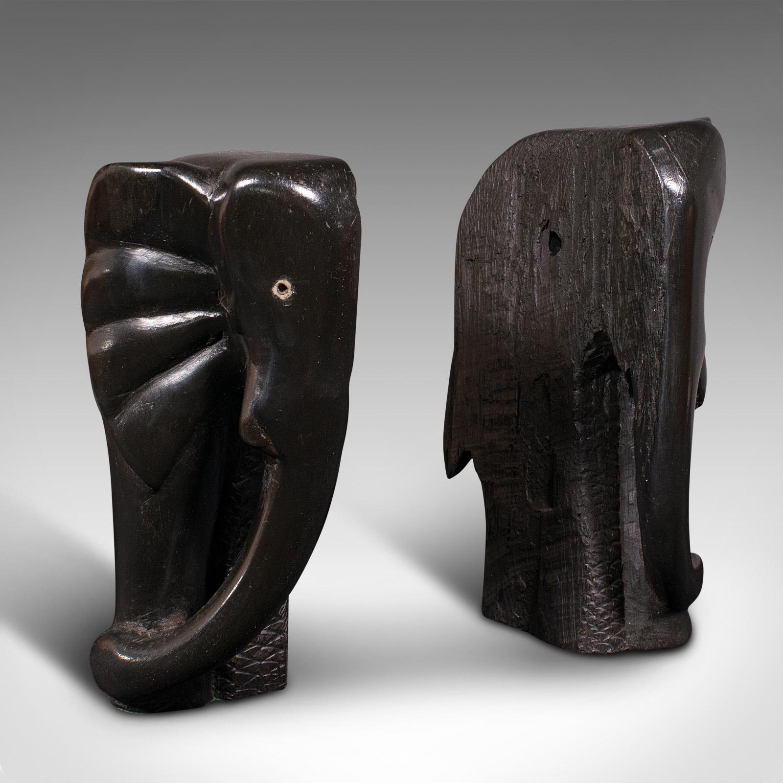 Pair Of Antique Hand Carved Elephant Bookends, African, Book Rest, Victorian (1 of 10)