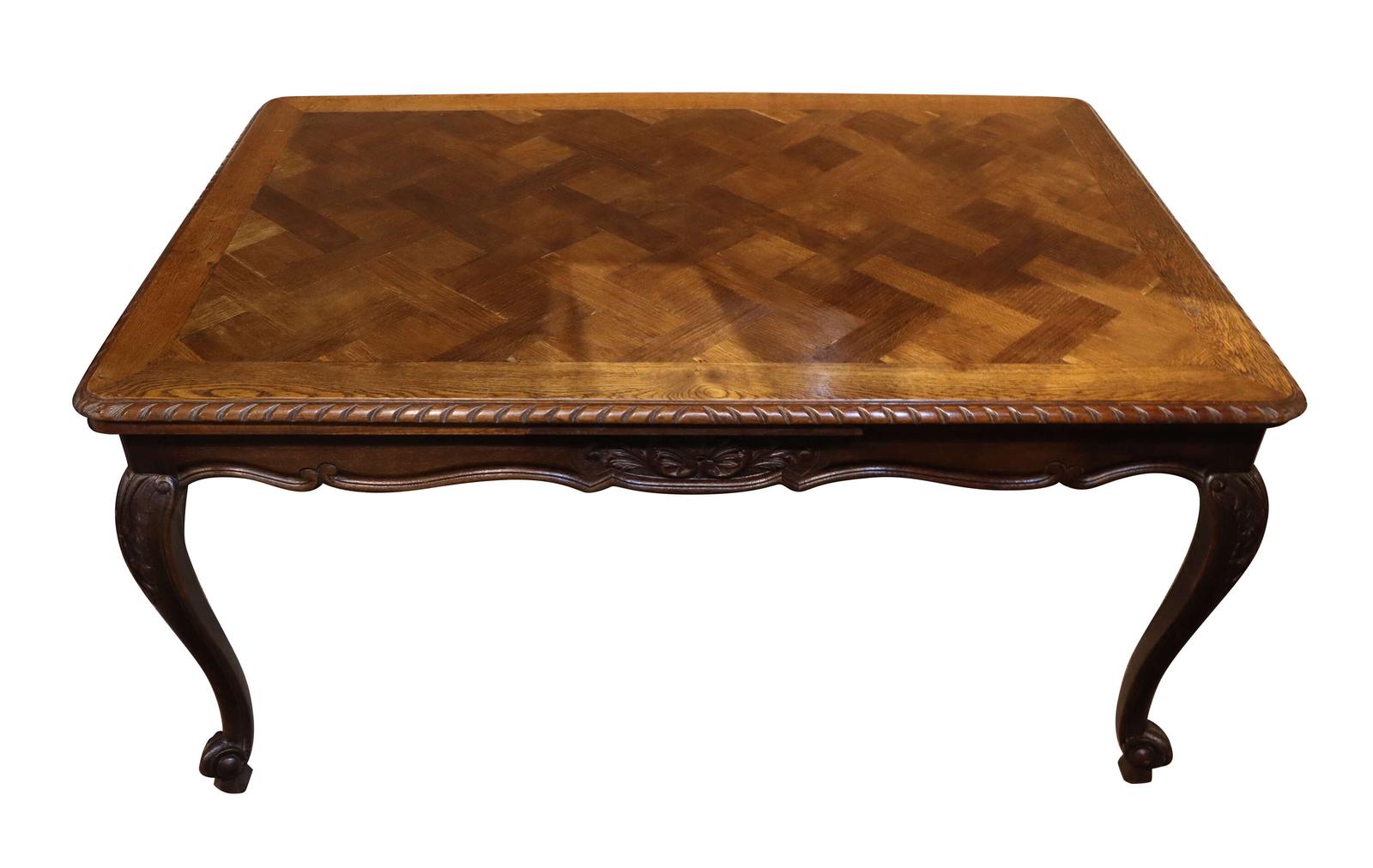 Late 19th Century French Oak Extending Dining Table with Parquetry Top c.1880 (1 of 6) Late 19th Century French Oak Extending Dining Table with Parquetry Top c.1880 (1 of 6)