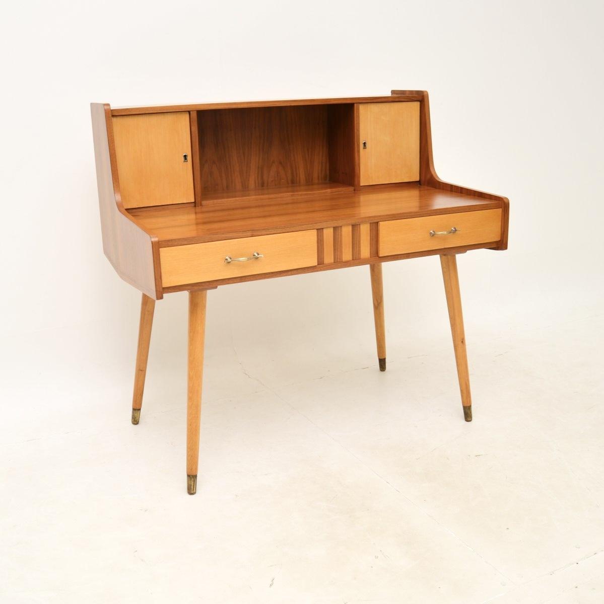 Vintage Italian Walnut & Satin Wood Desk (1 of 9)