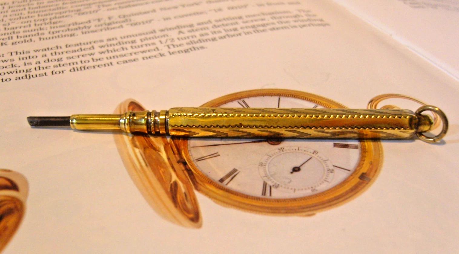 Pocket Watch Chain Pencil Fob 1920s Antique Brass Extendable & Original Lead (1 of 8)