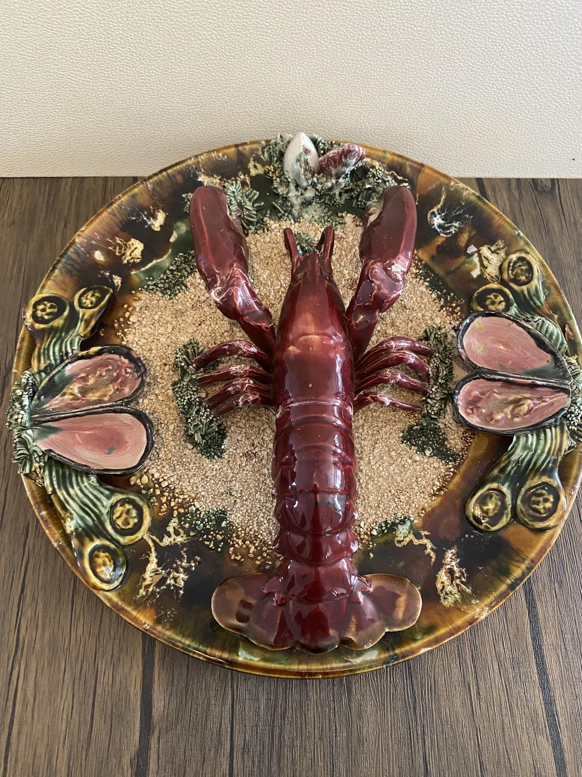 Antique Portuguese Majolica Palissy Ware Lobster Wall Plate (1 of 6) Antique Portuguese Majolica Palissy Ware Lobster Wall Plate (1 of 6)