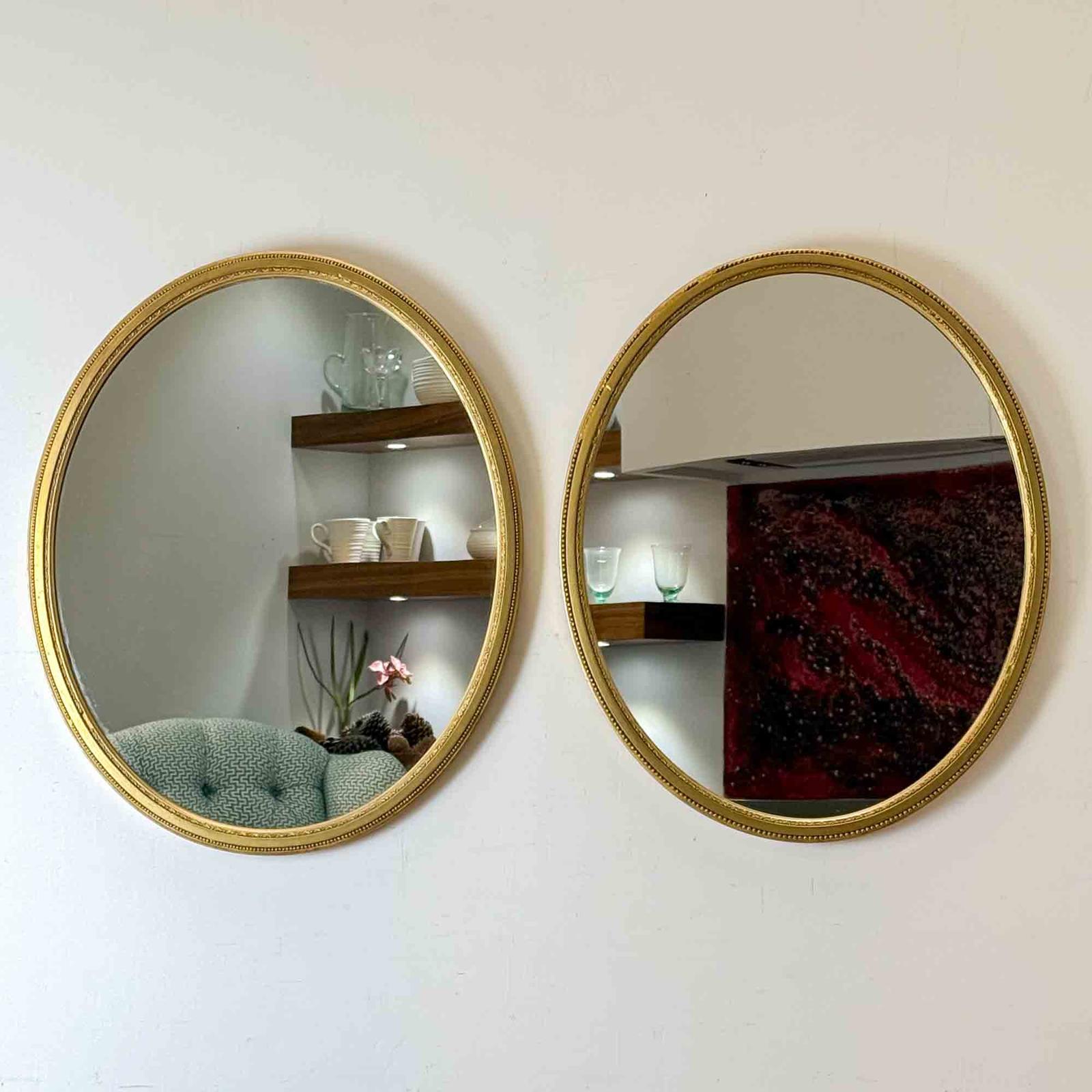 Pair of Antique Oval Gilt Mirrors (1 of 15) Pair of Antique Oval Gilt Mirrors (1 of 15)