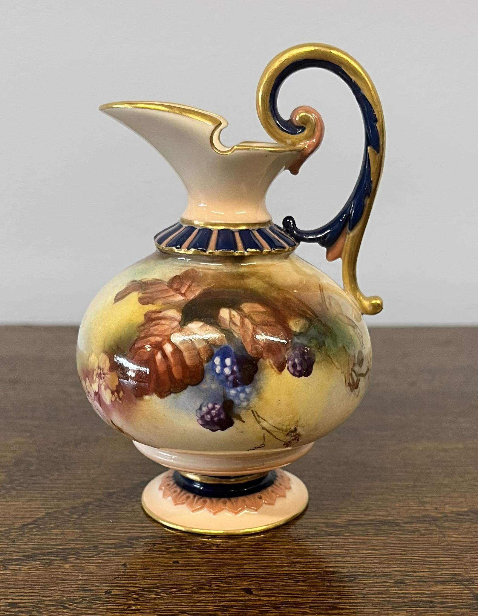 Scarce Royal Worcester Fine China Ewer with Autumn Leaves & Berries (1 of 4)