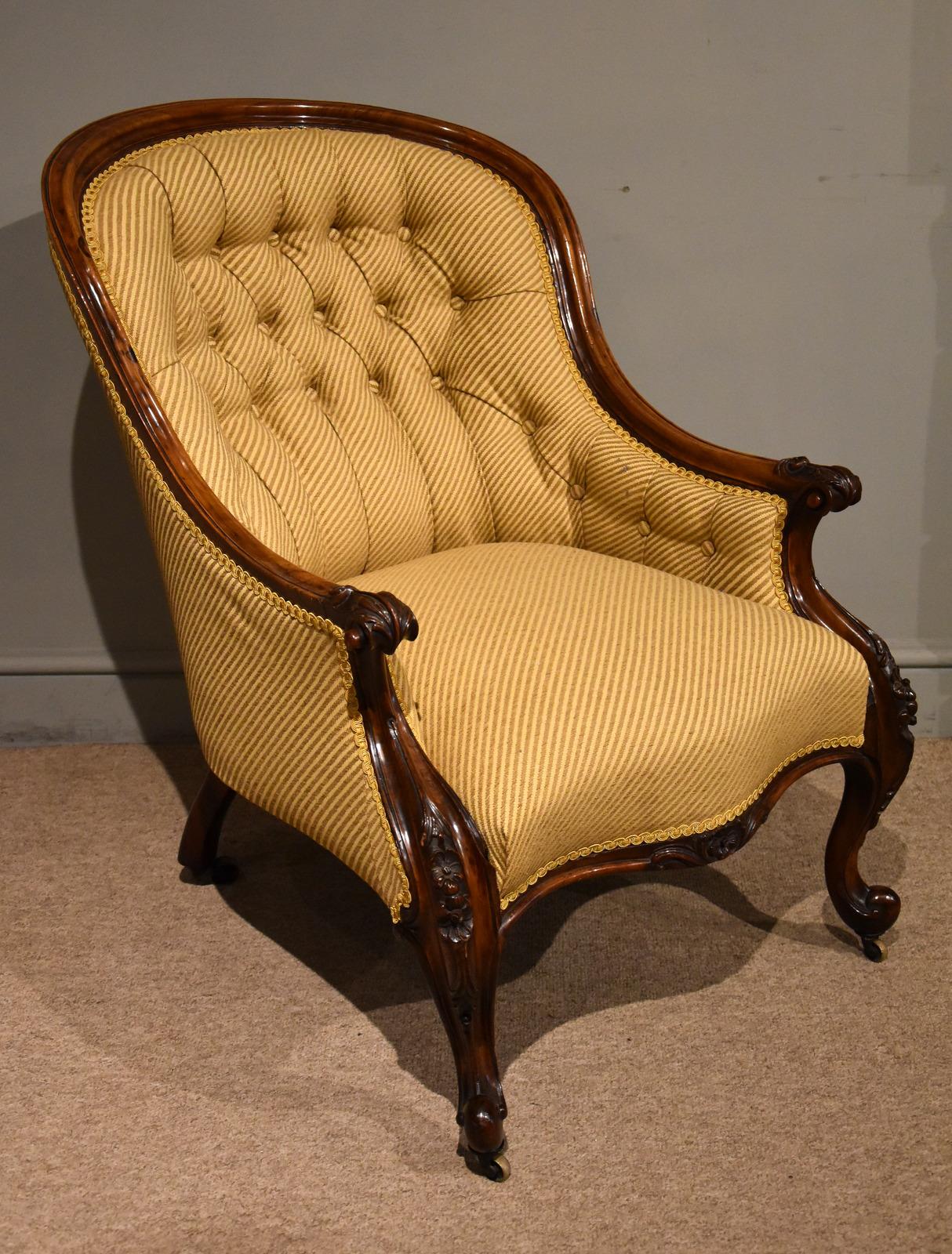 19th Century Carved Upholsterd Armchair (1 of 6)