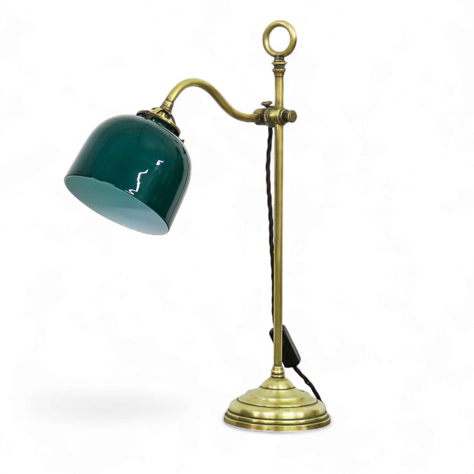 Bankers Desk Lamp with original Opaline Glass Shade circa 1920 - rewired & PAT Tested (1 of 13)
