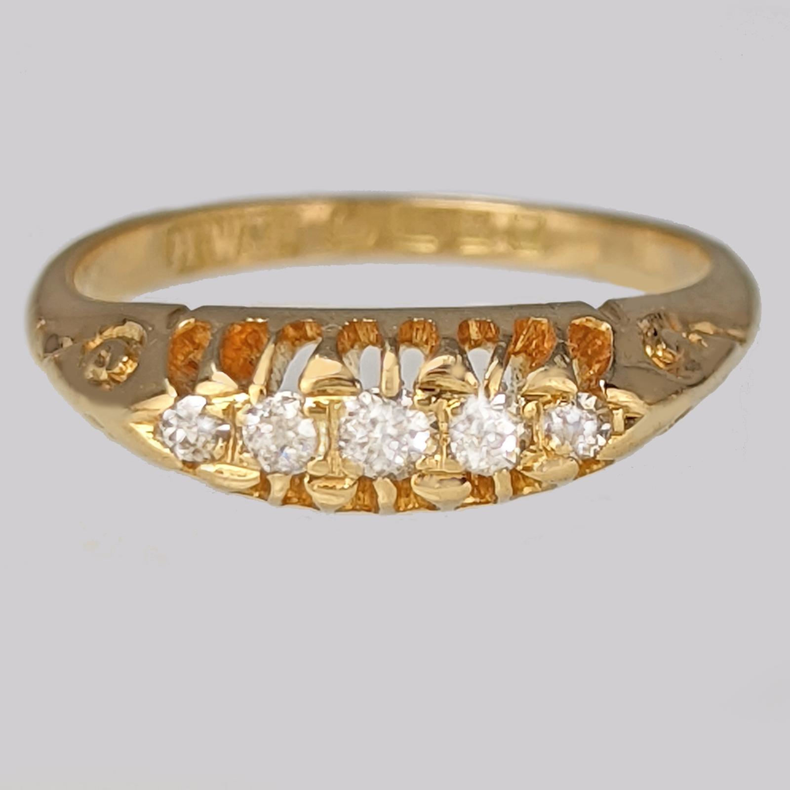 Antique Diamond Five Stone Ring Henry Wilkinson 18ct Gold Ring Birmingham 1923 (1 of 6)