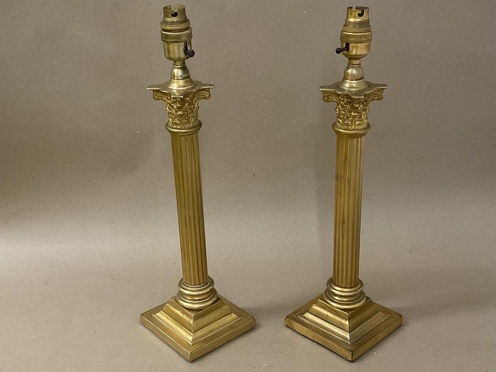 Pair of Brass Corinthian Column Table Lamps Antique Edwardian (1 of 6) Pair of Brass Corinthian Column Table Lamps Antique Edwardian (1 of 6)