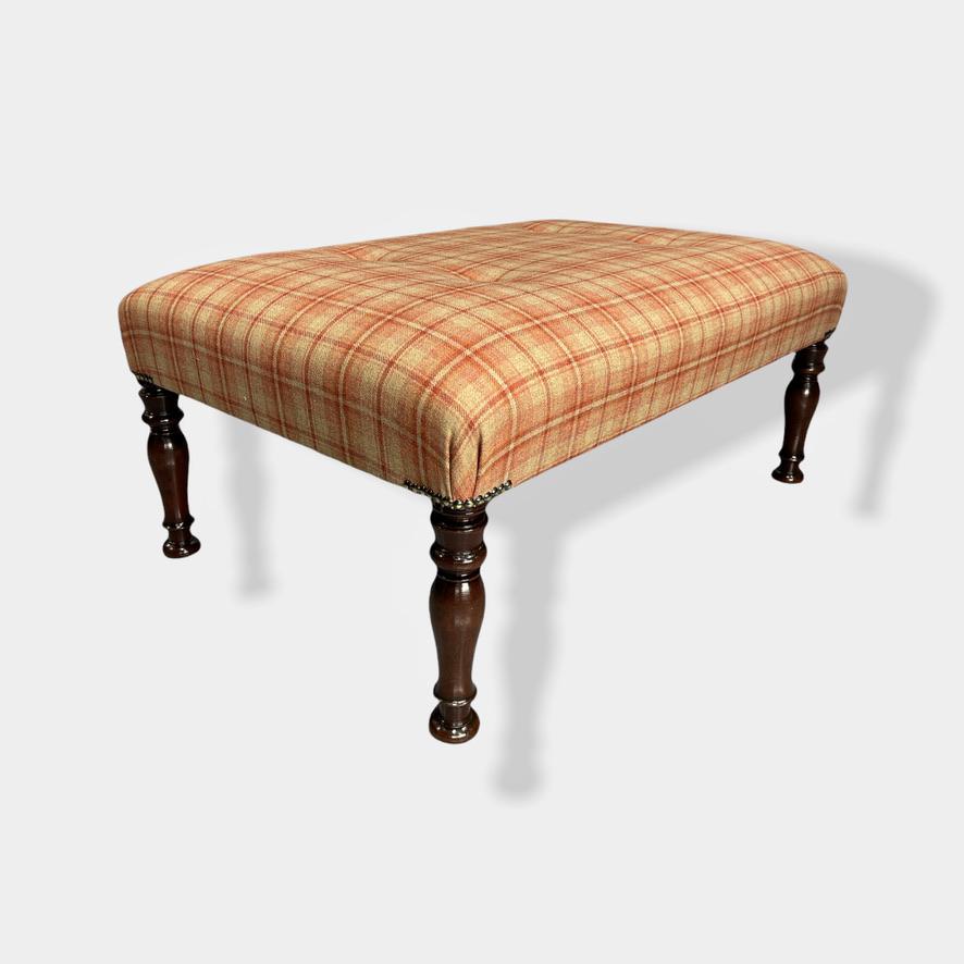 Buttoned Tartan Plaid Low Footstool (1 of 7) Buttoned Tartan Plaid Low Footstool (1 of 7)