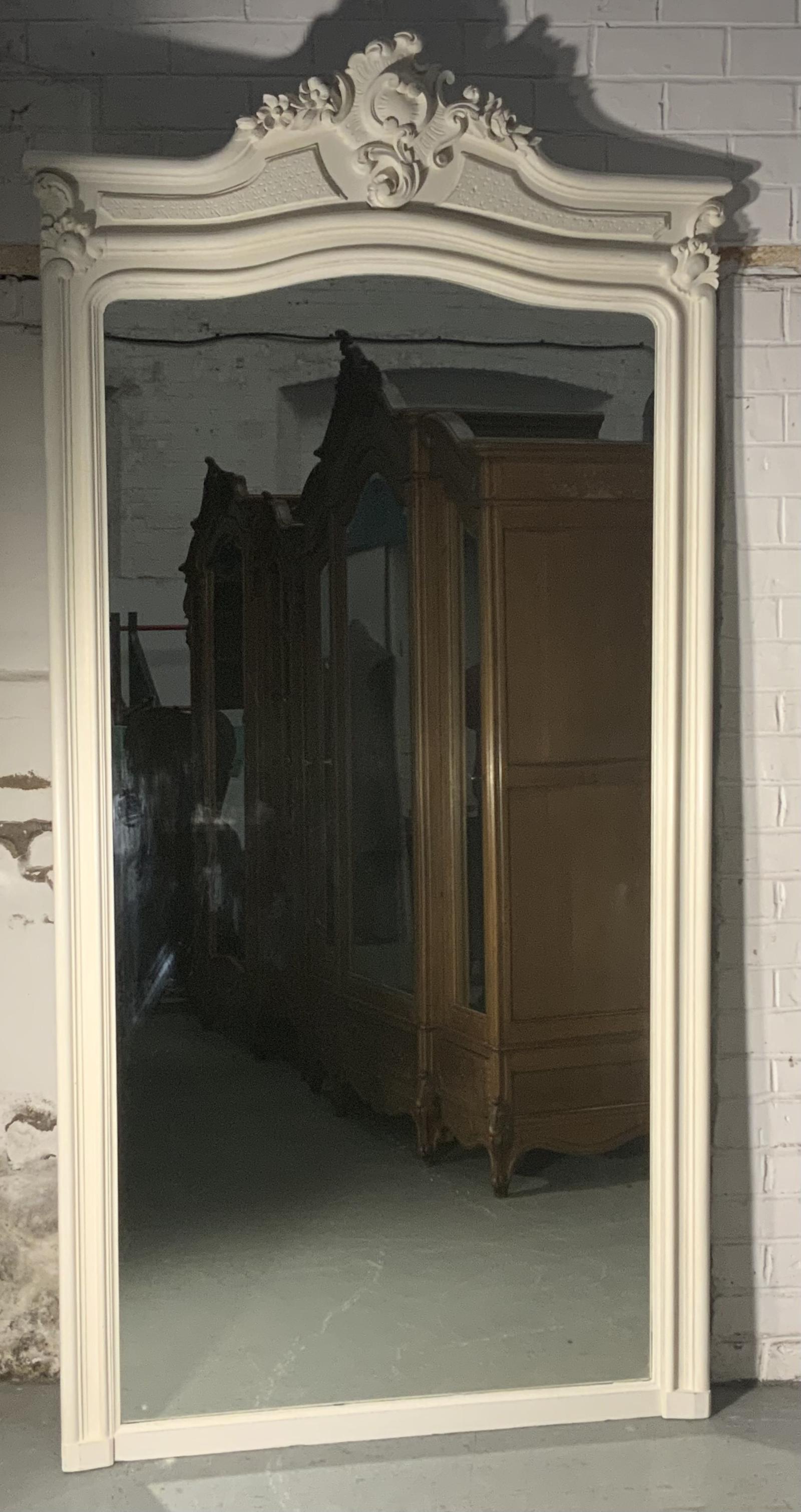 Large Impressive Carved Oak French Painted Mirror (1 of 7) Large Impressive Carved Oak French Painted Mirror (1 of 7)