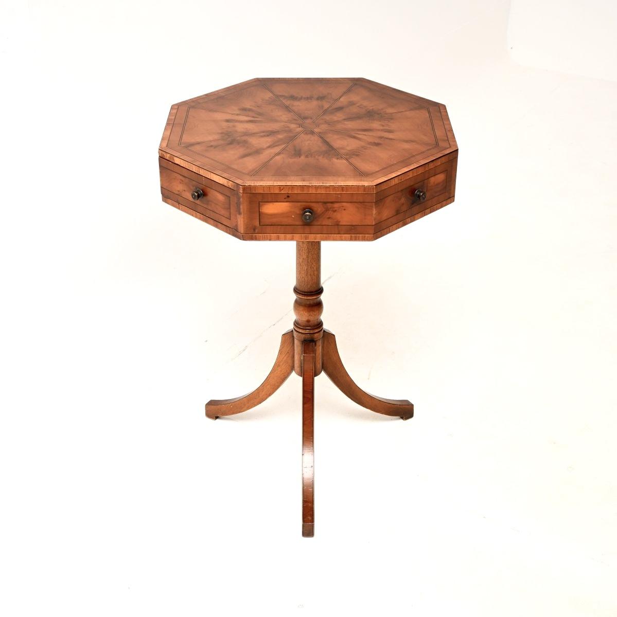 Regency Style Inlaid Yew Wood Octagonal Drum Table (1 of 7) Regency Style Inlaid Yew Wood Octagonal Drum Table (1 of 7)