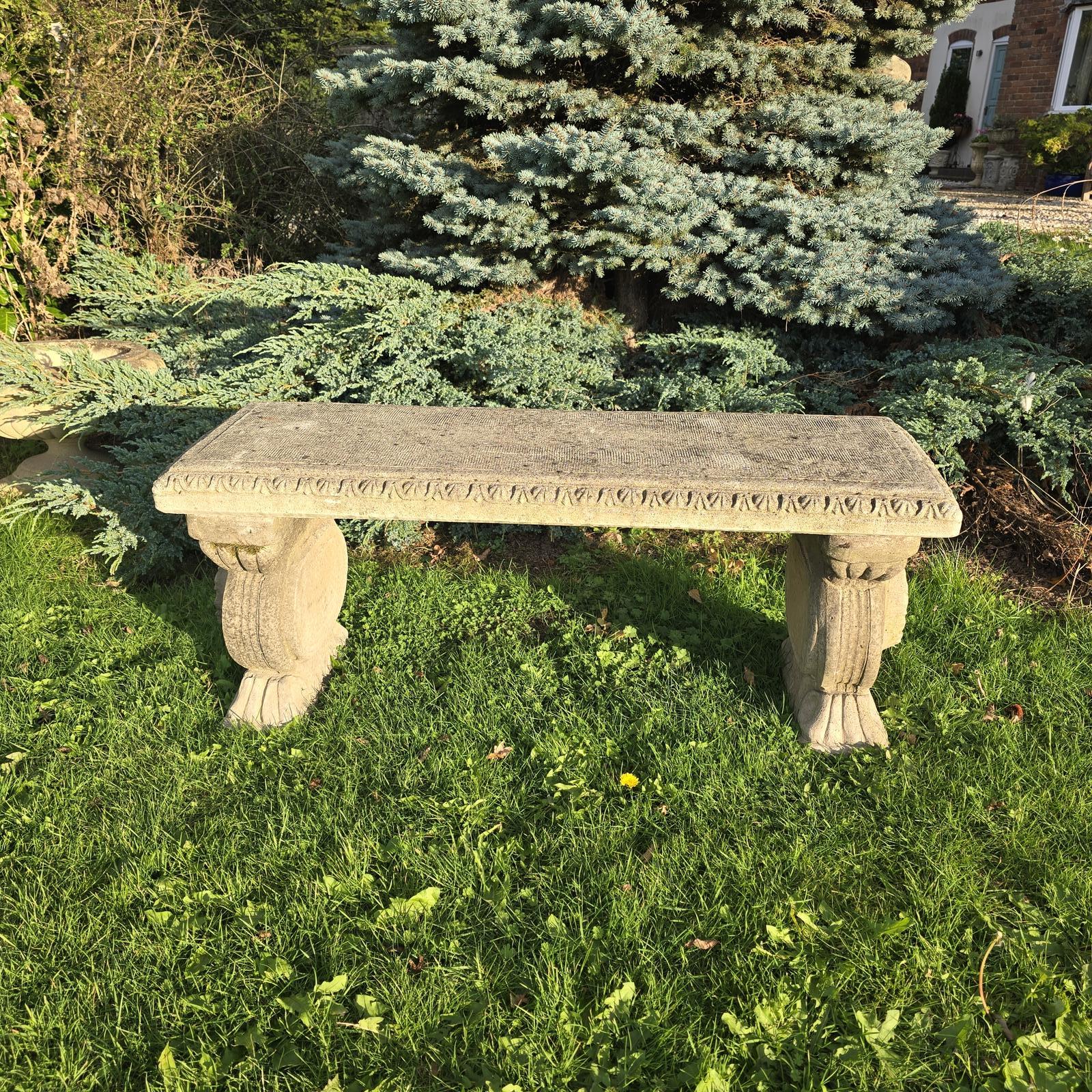 Well Weathered Stone Garden Bench (1 of 6) Well Weathered Stone Garden Bench (1 of 6)