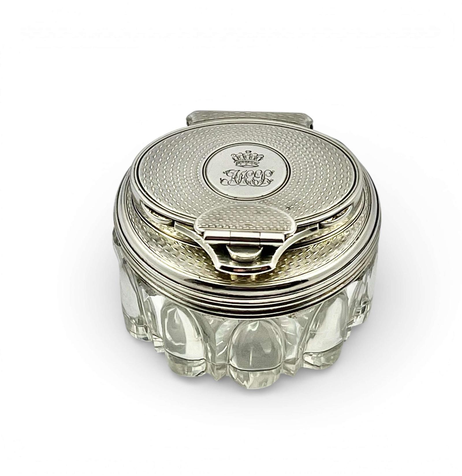 Victorian antique silver and glass travelling inkwell, London 1854 (1 of 10) Victorian antique silver and glass travelling inkwell, London 1854 (1 of 10)