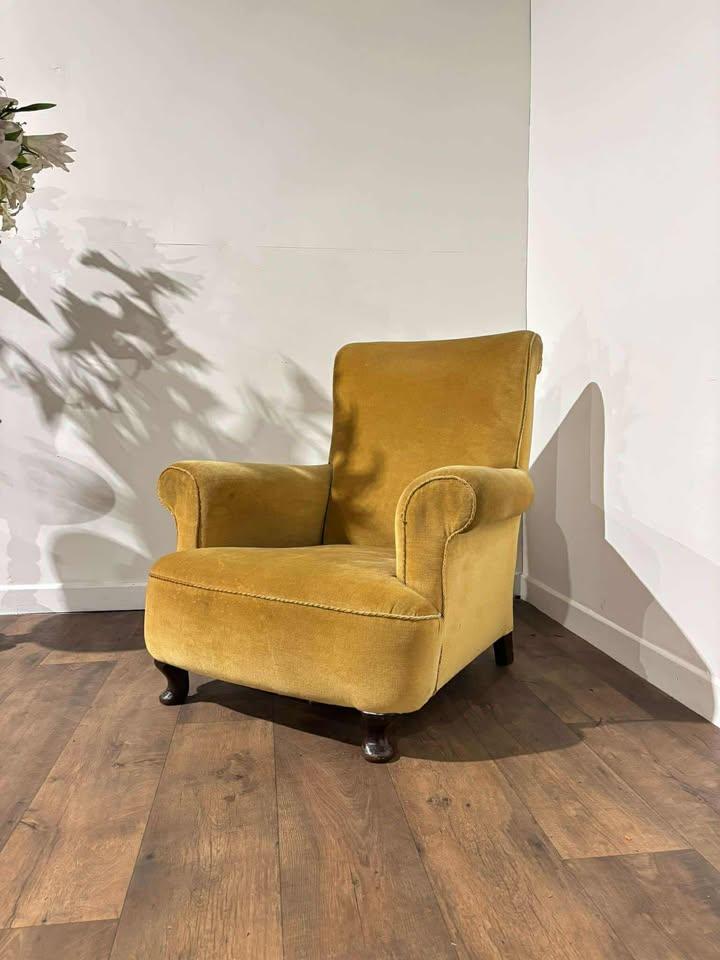 19th Century Upholstered Armchair in Gold Velvet (1 of 15)