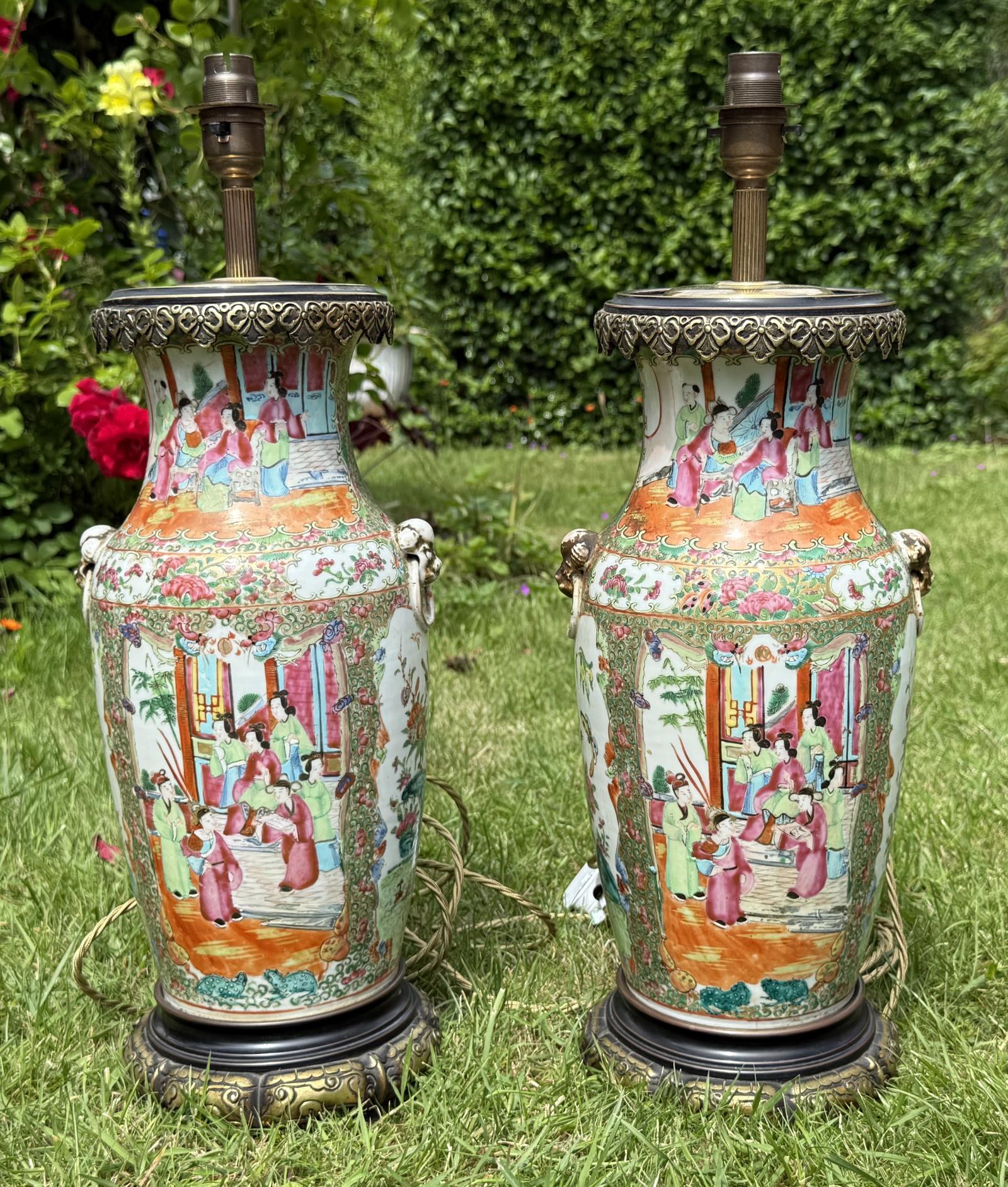 Pair of 19th Century Famille Rose Lamps (1 of 6)