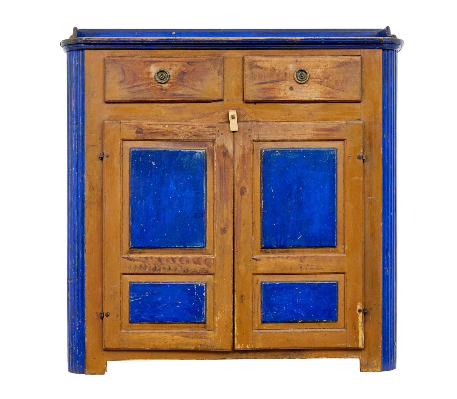 19th Century Swedish Pine Painted Kitchen Cupboard (1 of 10)