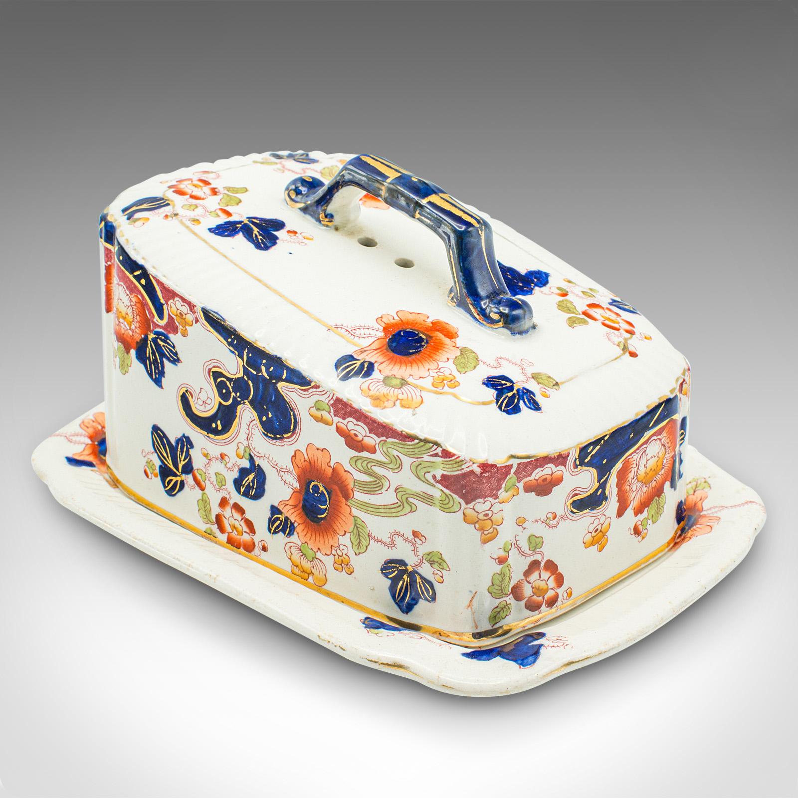 Antique Butter Dish, English, Ceramic Cheese Keeper, Country Kitchen c.1920 (1 of 11)