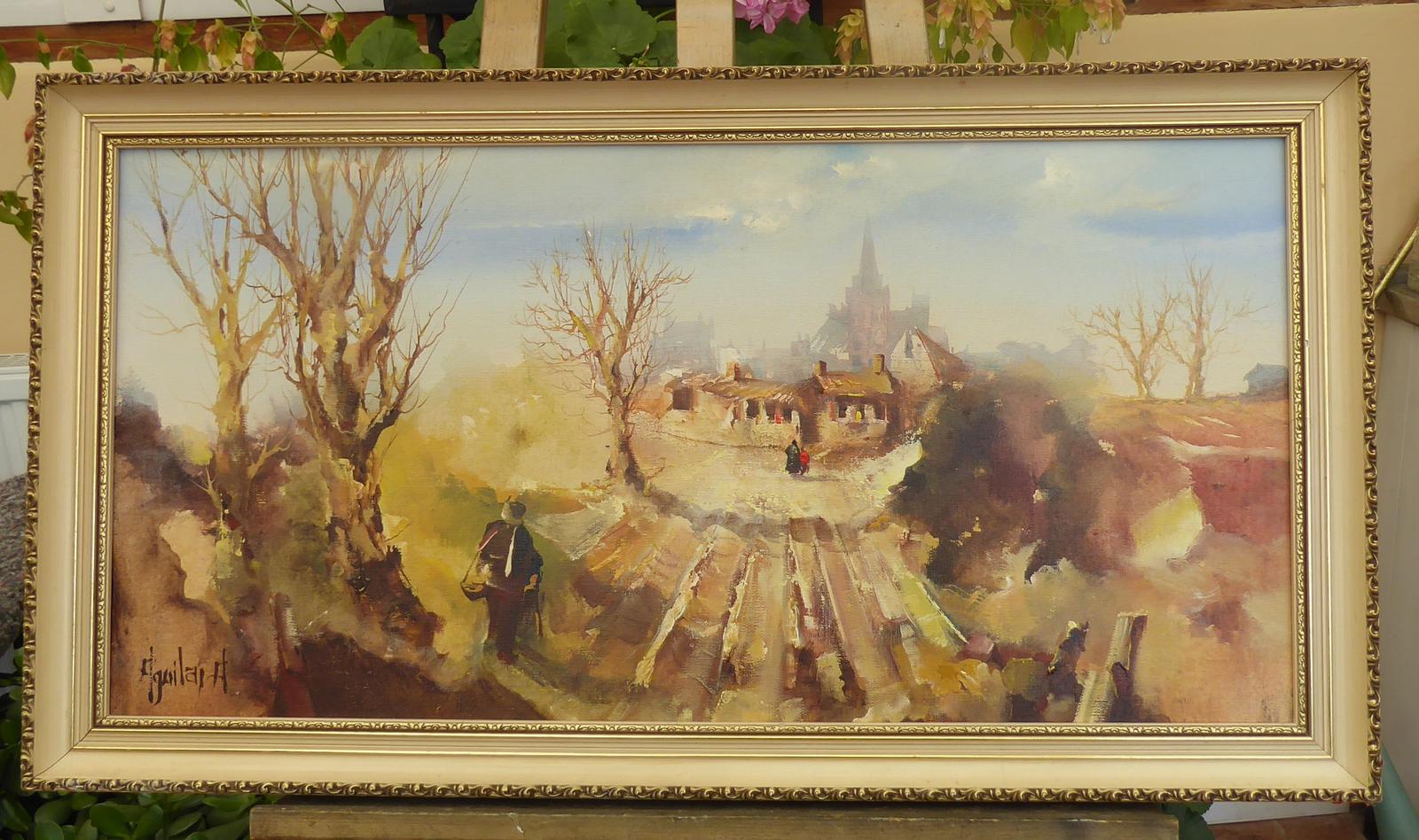 Oil on Canvas  Listed Artist Jorge Aguilar-agon Mediterranean View (1 of 16)