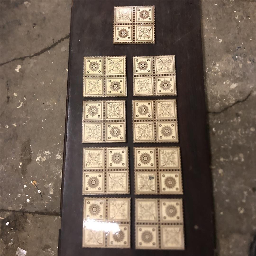 Nine Antique Victorian Ceramic Fireplace Tiles 0024 (1 of 8)