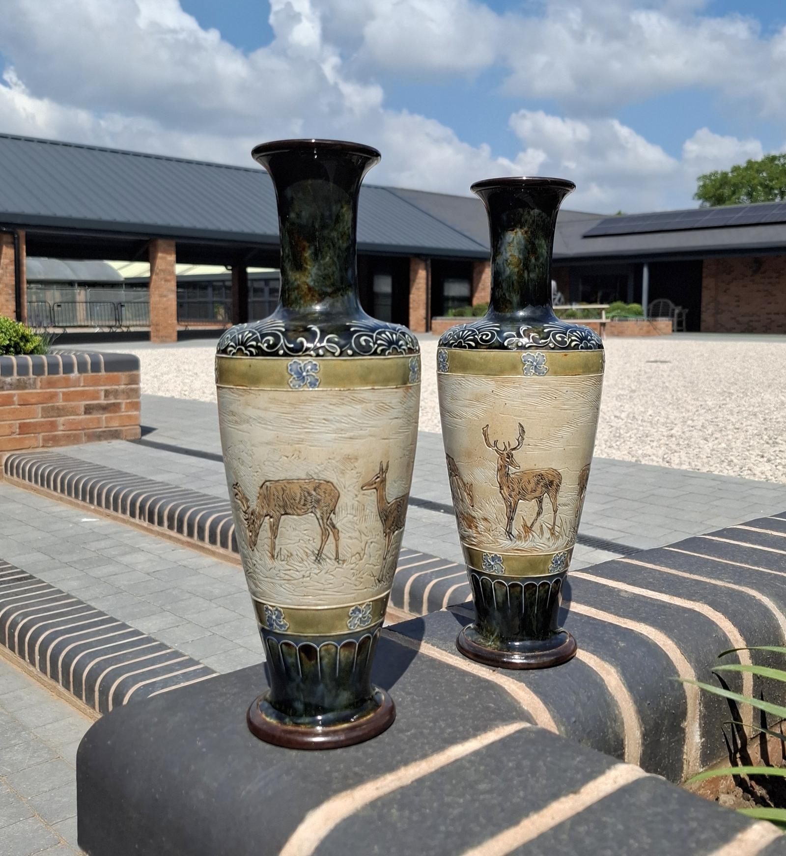 Pair of Hannah Barlow Doulton Lambeth Vases (1 of 5) Pair of Hannah Barlow Doulton Lambeth Vases (1 of 5)