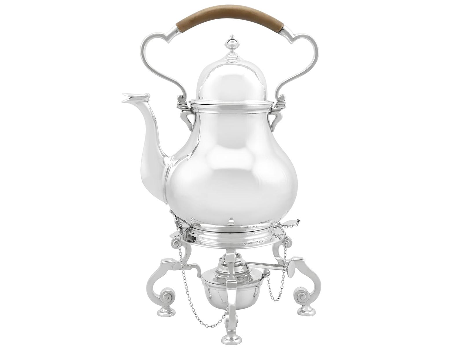 Antique Queen Anne Style Sterling Silver Spirit Kettle (1 of 13)