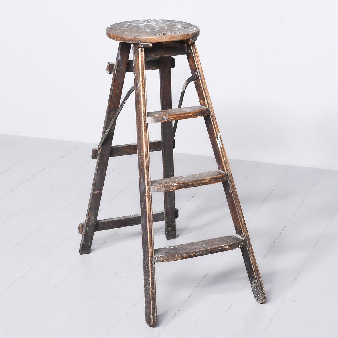 Folding Elm 3-step Ladder (1 of 8) Folding Elm 3-step Ladder (1 of 8)