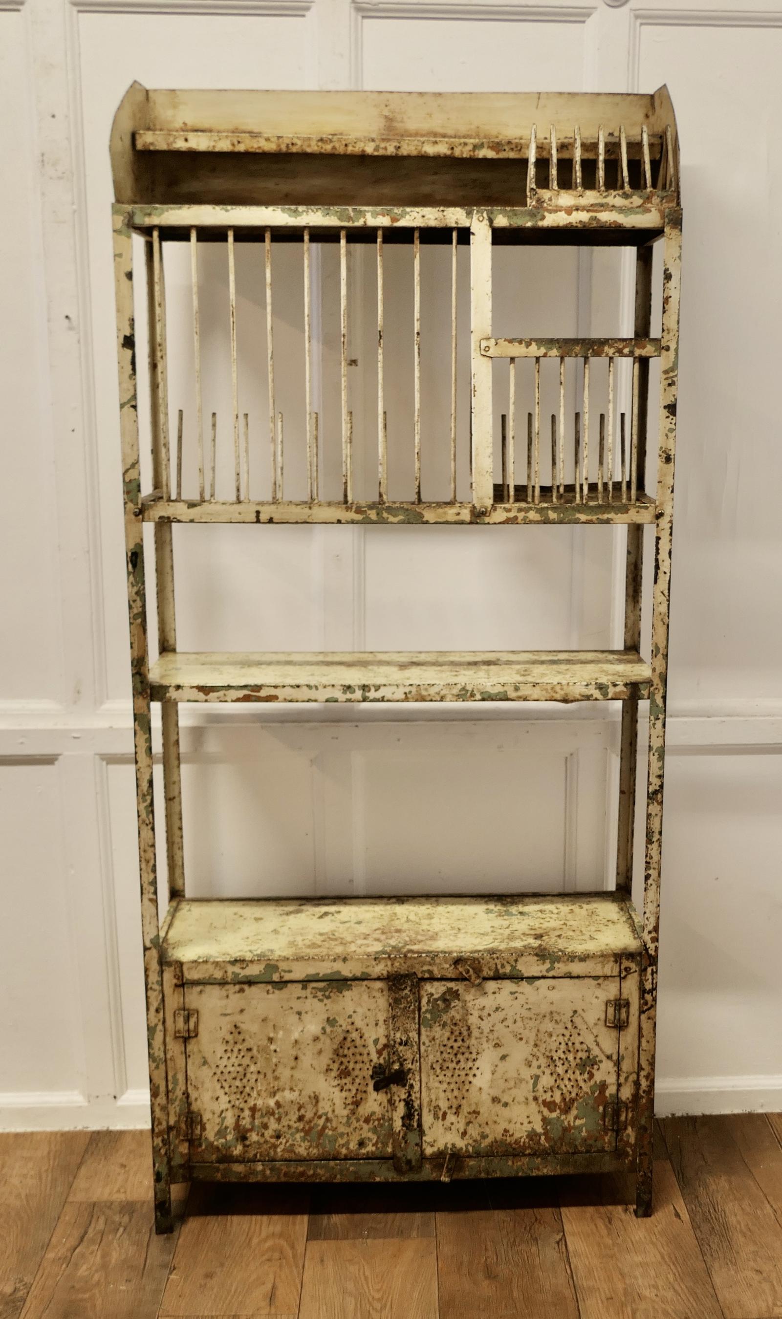Old French Distressed Metal Field Kitchen Dresser, Drainer (1 of 6)