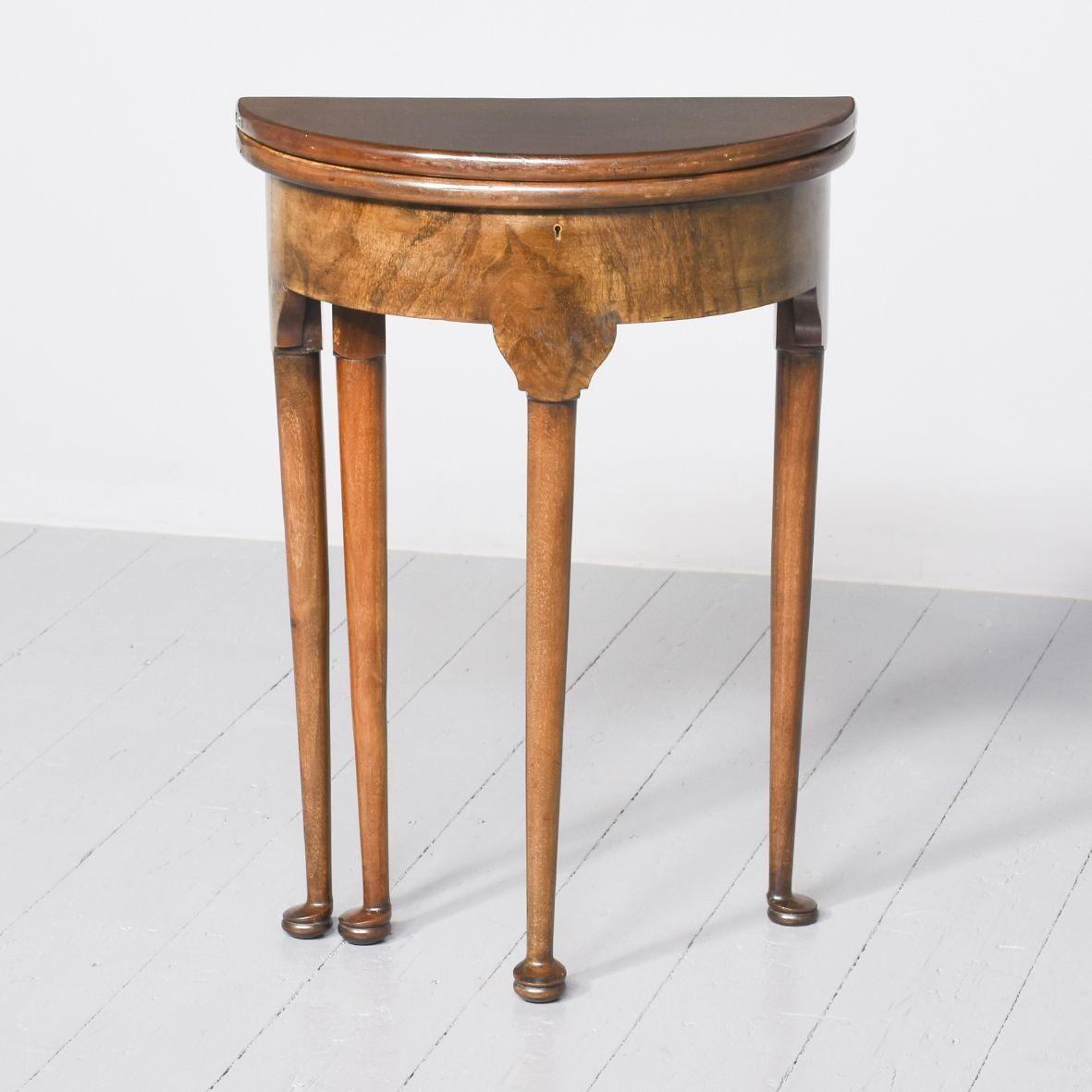 Neat Sized George II Style Demi-lune Fold Over Side Table (1 of 16) Neat Sized George II Style Demi-lune Fold Over Side Table (1 of 16)