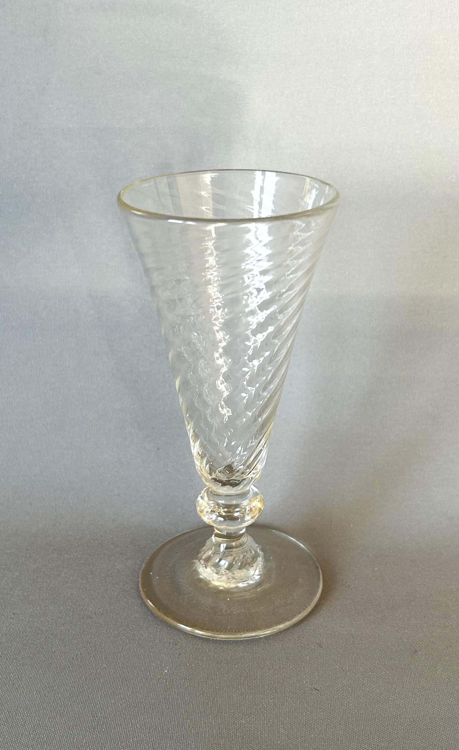 Lovely 18th Century Wrythen Dwarf Ale Glass (1 of 4)