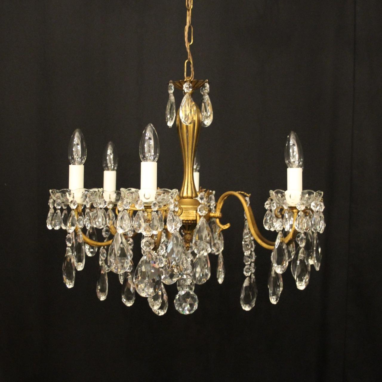 French Gilded & Crystal Antique Chandelier (1 of 10) French Gilded & Crystal Antique Chandelier (1 of 10)