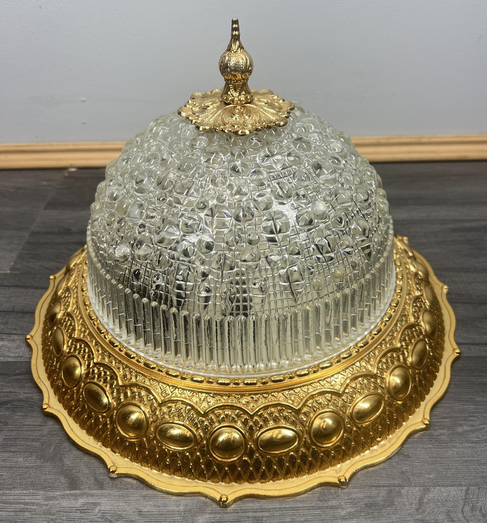 Ceiling Light Vintage Crystal Dome Plafoniere 2 Bulb (1 of 8)