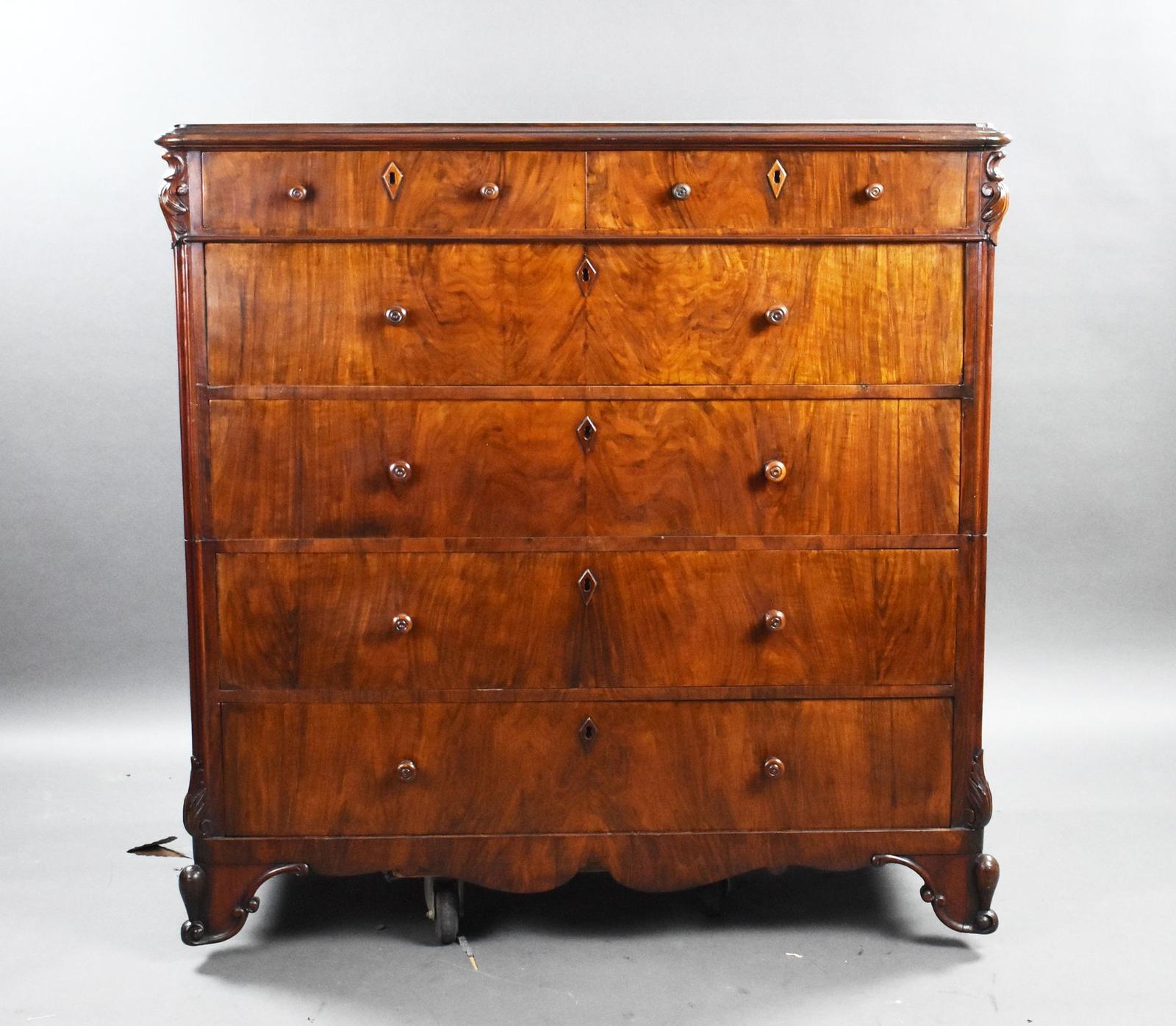 Large 19th Century Walnut Two Section Chest (1 of 7)