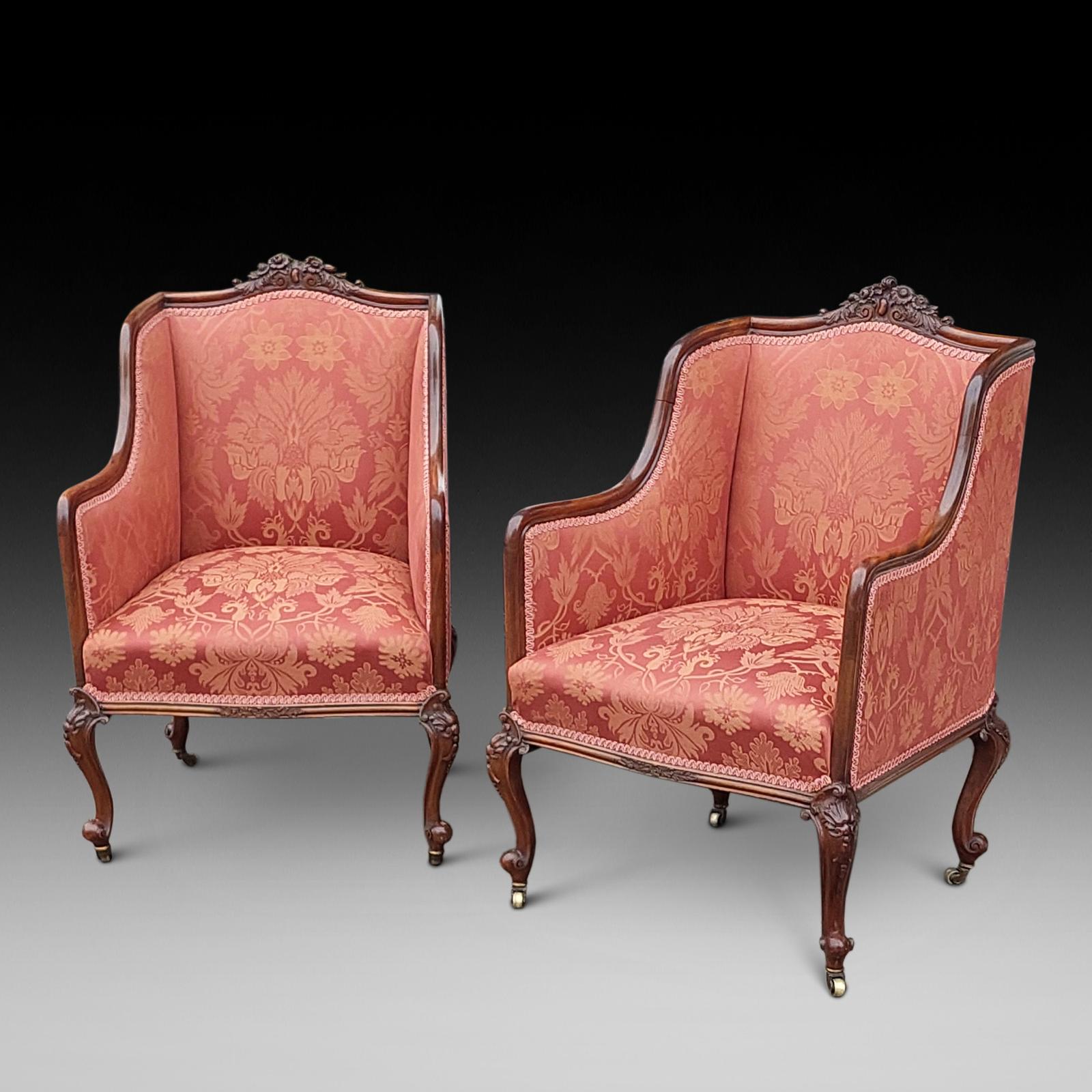 Pair of Late 19thc Carved Mahogany Salon Chairs (1 of 9) Pair of Late 19thc Carved Mahogany Salon Chairs (1 of 9)