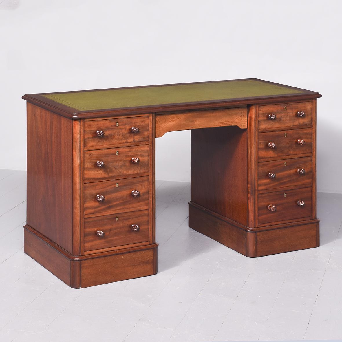 Fine Quality Mid Victorian Mahogany Pedestal Desk (1 of 9)