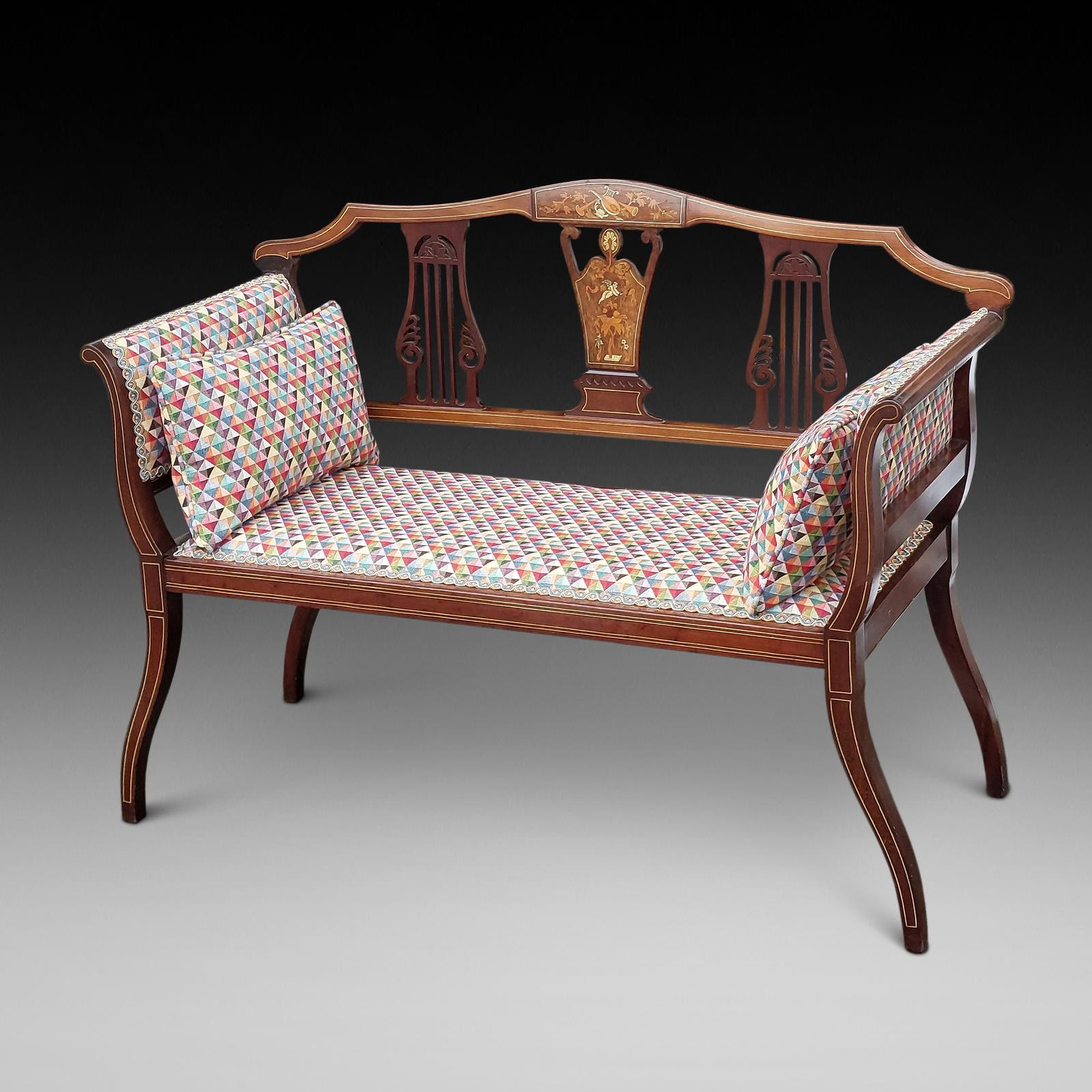 Edwardian Mahogany Inlaid Two-seater Settee (1 of 7) Edwardian Mahogany Inlaid Two-seater Settee (1 of 7)
