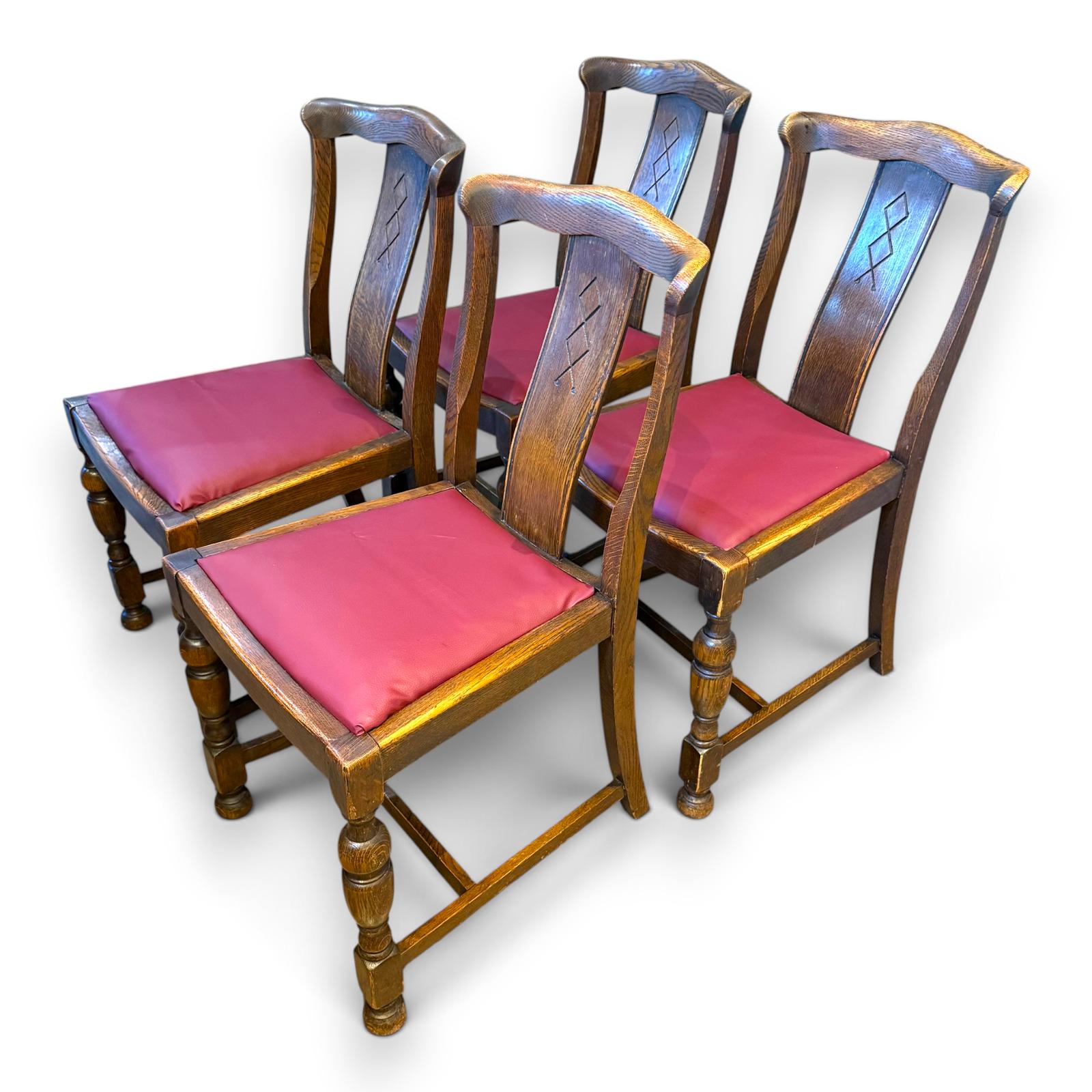 Set of Four Antique Oak Arts & Crafts Dining Chairs Circa 1920 (1 of 12) Set of Four Antique Oak Arts & Crafts Dining Chairs Circa 1920 (1 of 12)