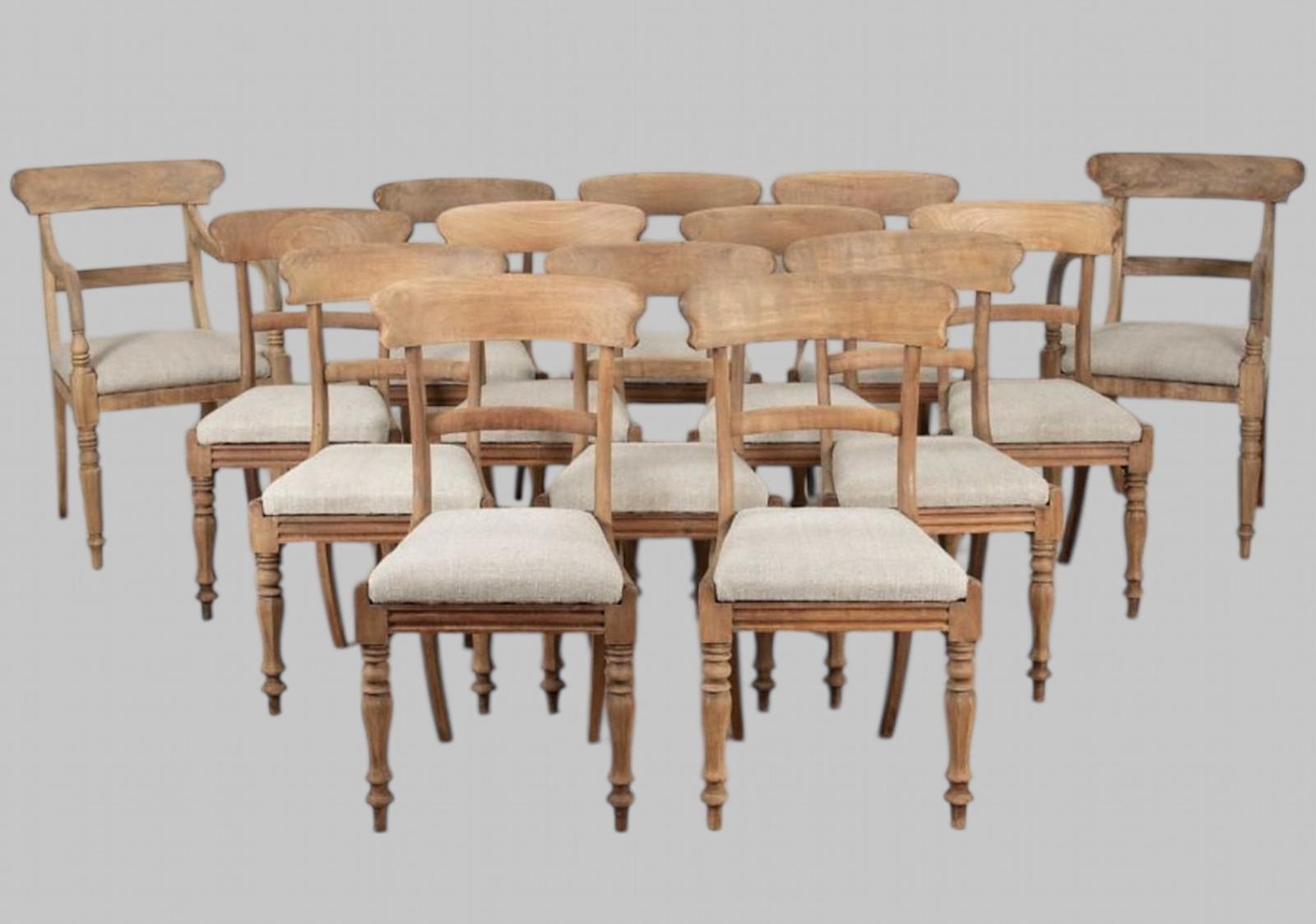 Fourteen Bleached Mahogany Chairs C19th Century (1 of 9)