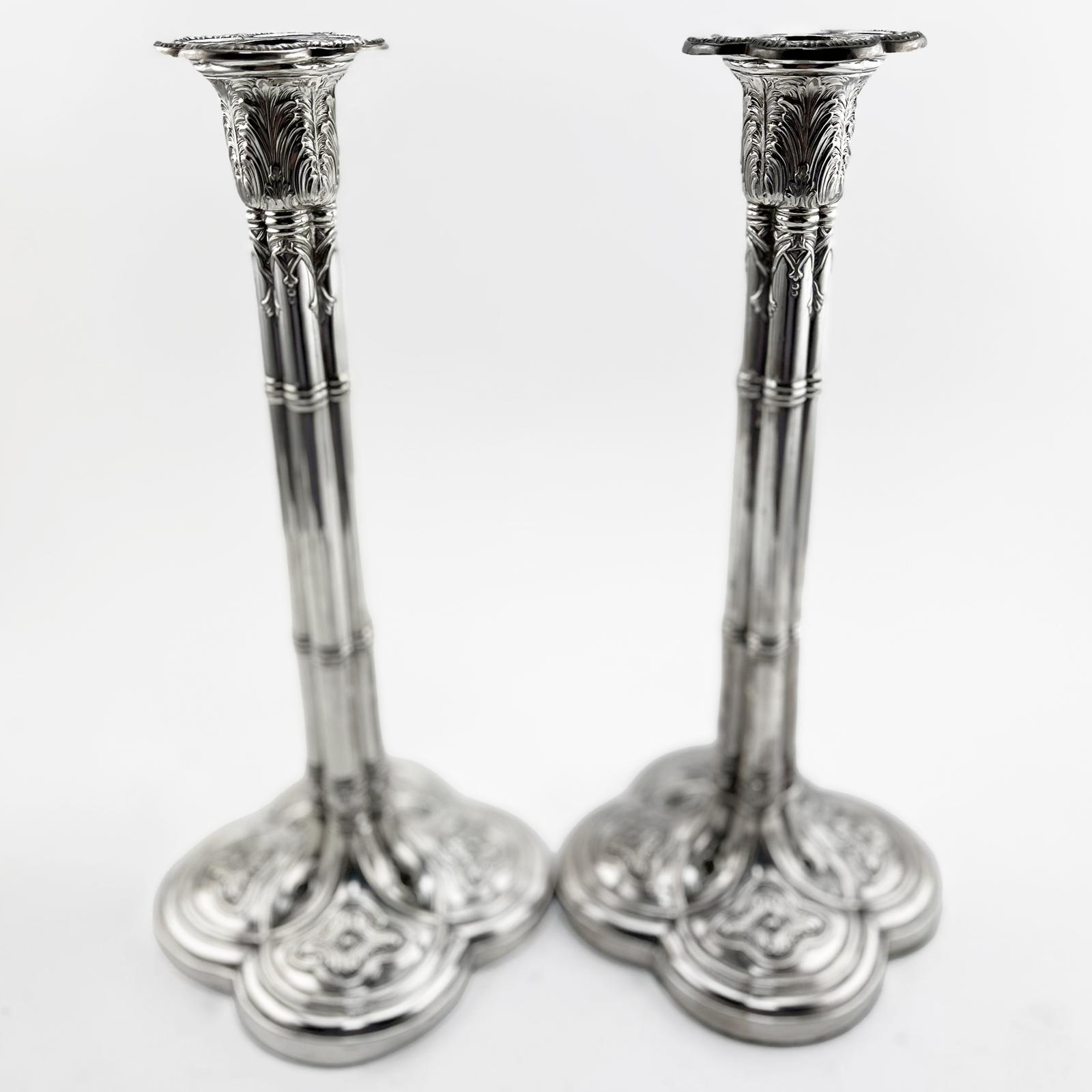 Pair of Quatrefoil Style Georgian Sterling Silver Candlesticks (1 of 10) Pair of Quatrefoil Style Georgian Sterling Silver Candlesticks (1 of 10)