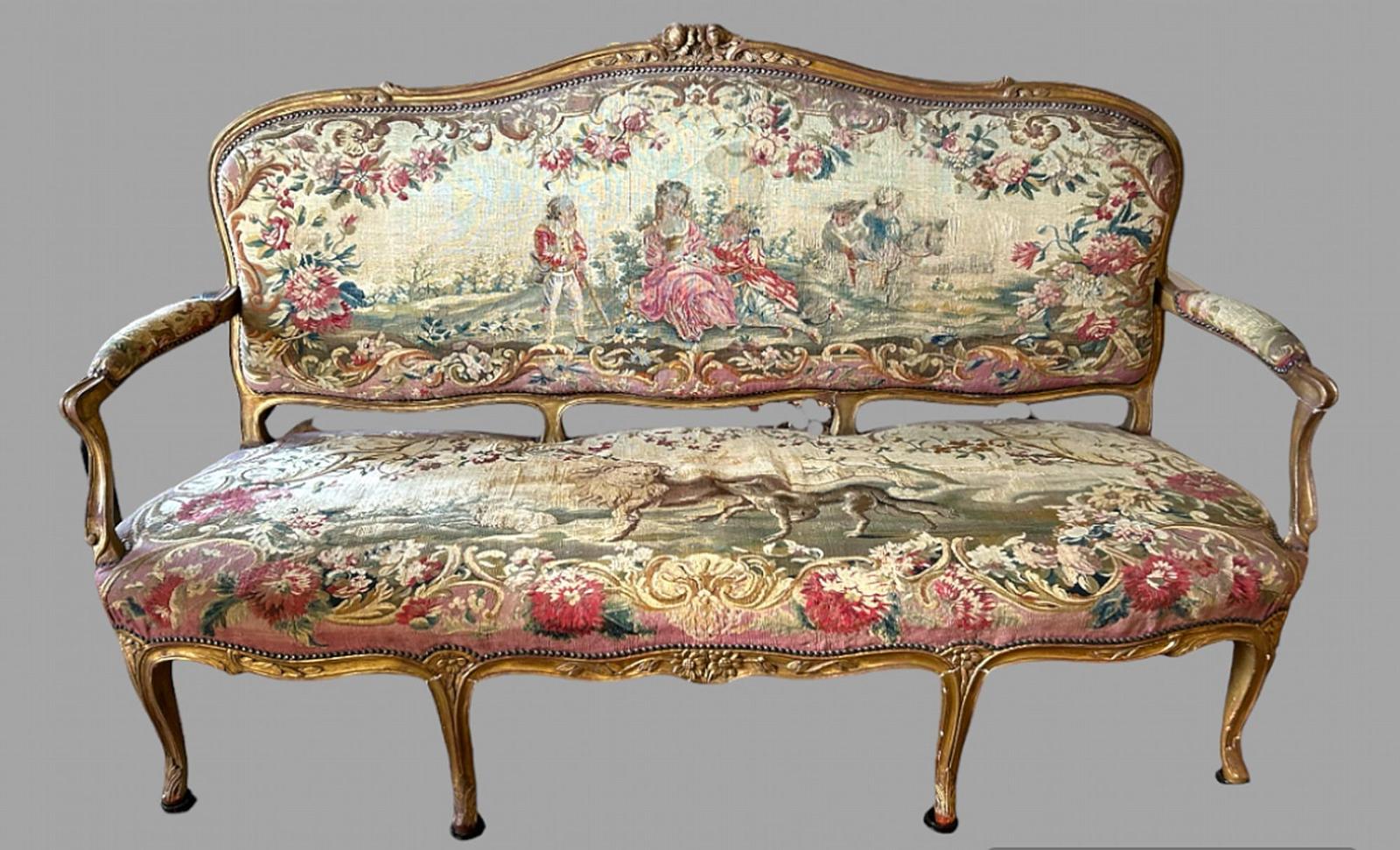 Three Seater Gilded Wood Canape c.1850 (1 of 5) Three Seater Gilded Wood Canape c.1850 (1 of 5)