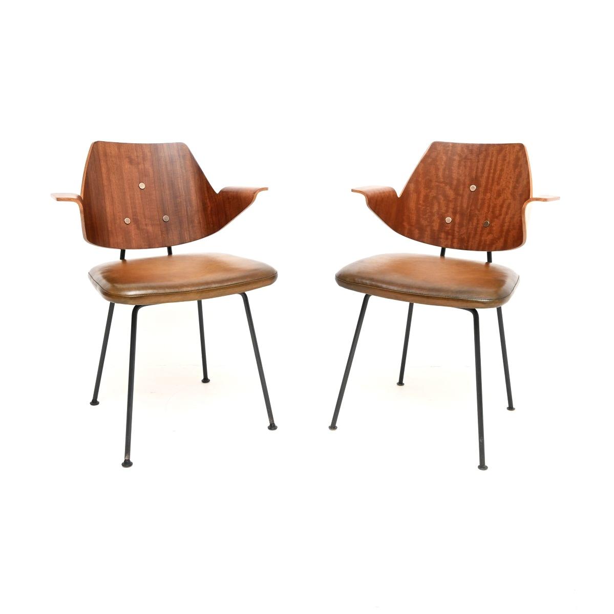 Pair of Vintage Mahogany & Leather 661 Chairs by Robin Day for Hille (1 of 8) Pair of Vintage Mahogany & Leather 661 Chairs by Robin Day for Hille (1 of 8)