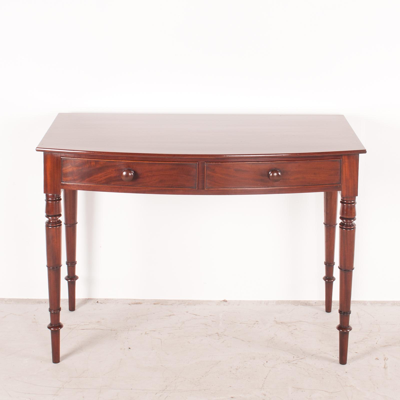 19thc Two Drawer Mahogany Bow Front Side Table (1 of 12) 19thc Two Drawer Mahogany Bow Front Side Table (1 of 12)