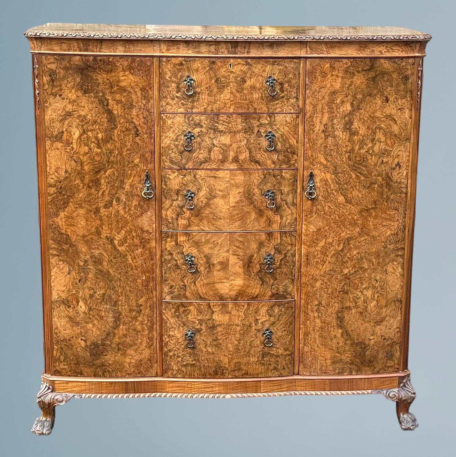 Good Quality Burr Walnut and Maple Combination Wardrobe / Chest (1 of 19)