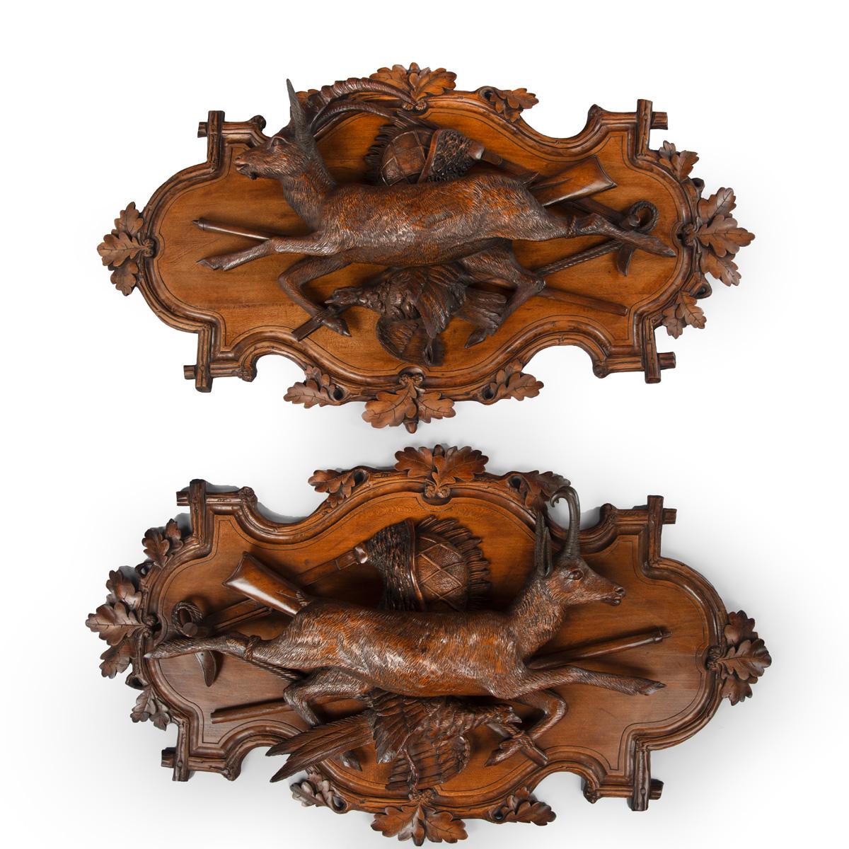 Fine Pair of 19th Century Black Forest Walnut Game Plaques Attributed to Johans Fluck of Brienz (1 of 11) Fine Pair of 19th Century Black Forest Walnut Game Plaques Attributed to Johans Fluck of Brienz (1 of 11)