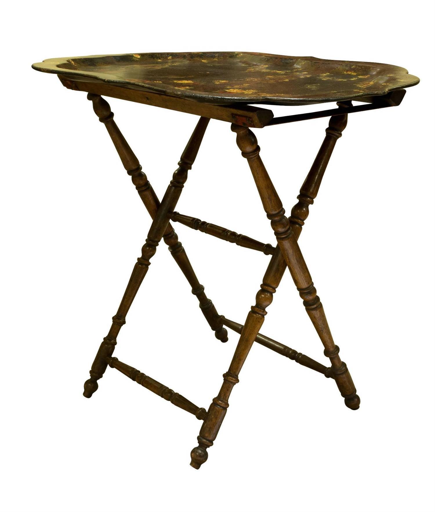 Papier Mache Tray on Stand c.1850 (1 of 1) Papier Mache Tray on Stand c.1850 (1 of 1)