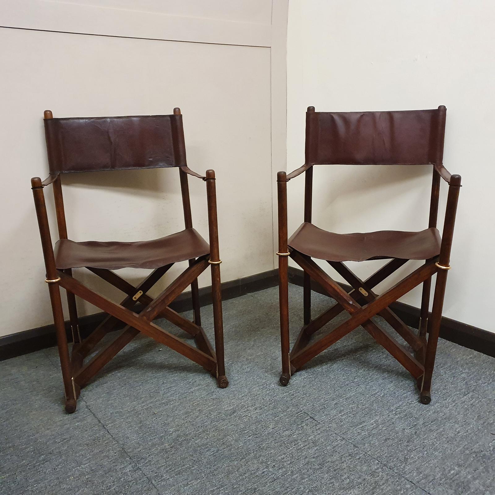 Pair of Teak & Leather Directors Chairs (1 of 7) Pair of Teak & Leather Directors Chairs (1 of 7)