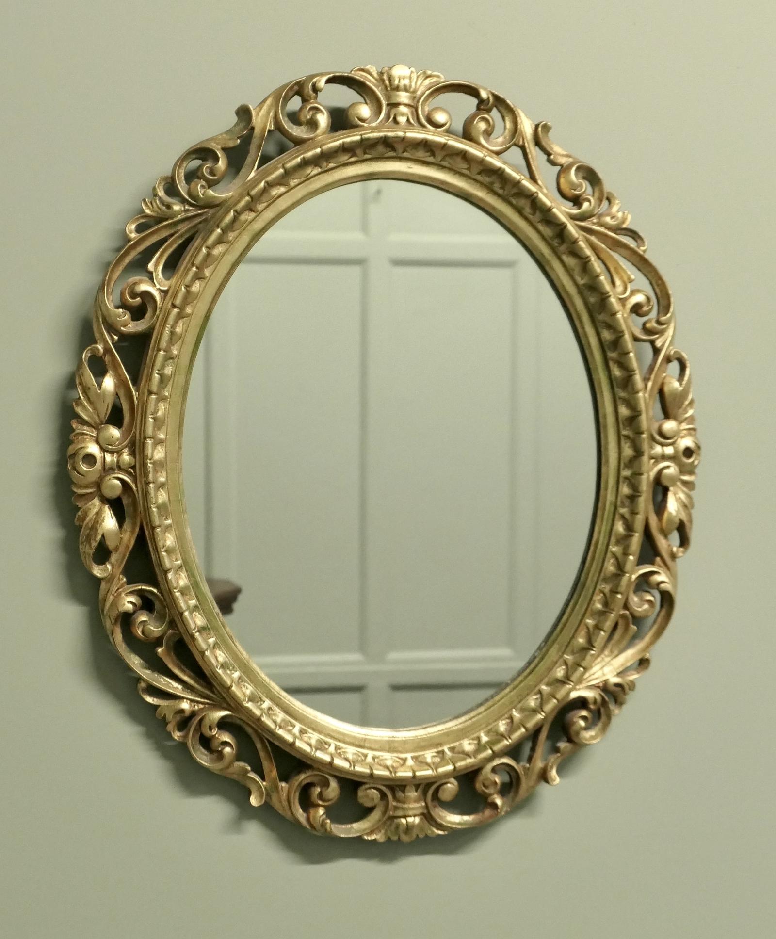 Large Italian Decorative Gilt Oval Mirror (1 of 5)