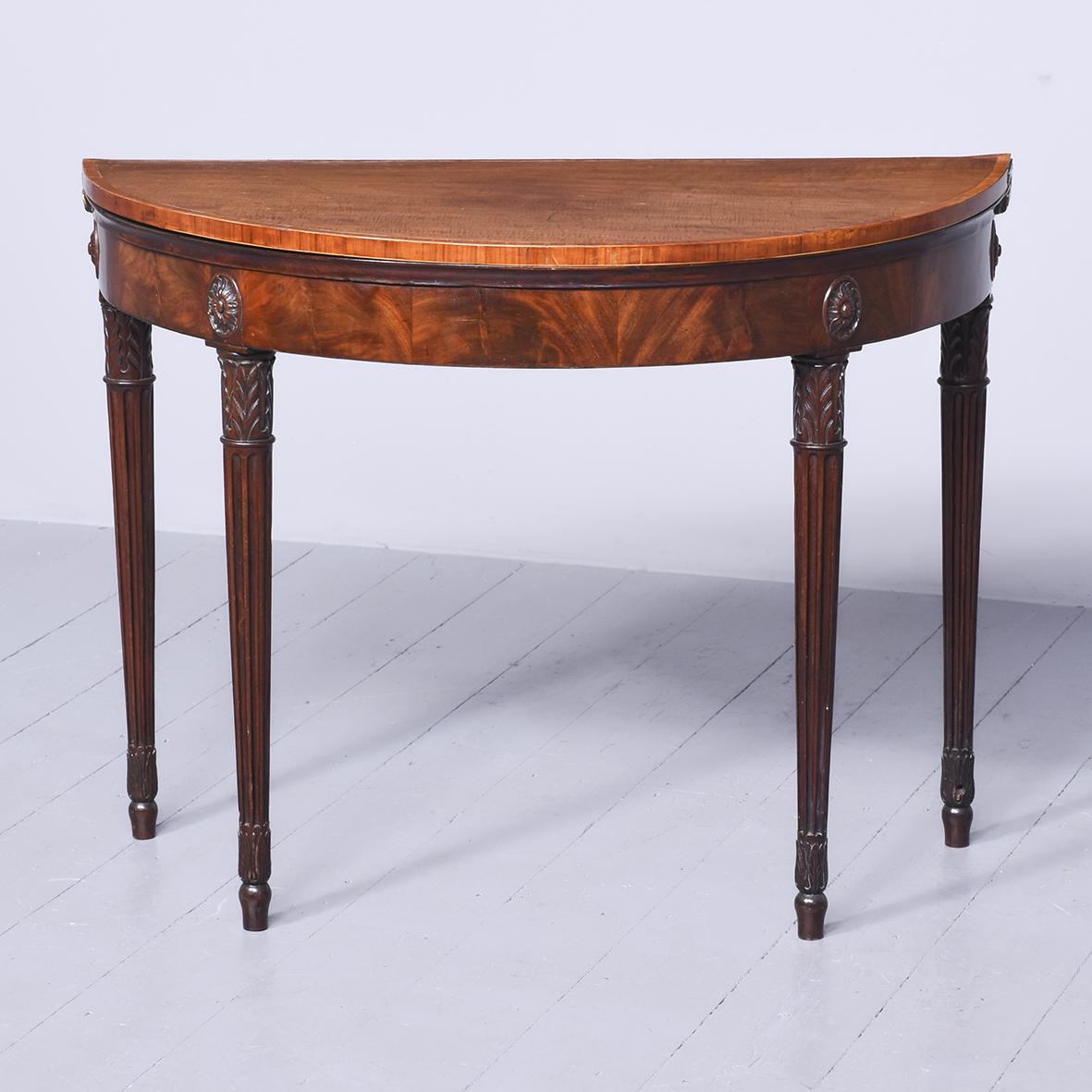 George III Inlaid Mahogany D Shaped Fold-over Card Table (1 of 9)