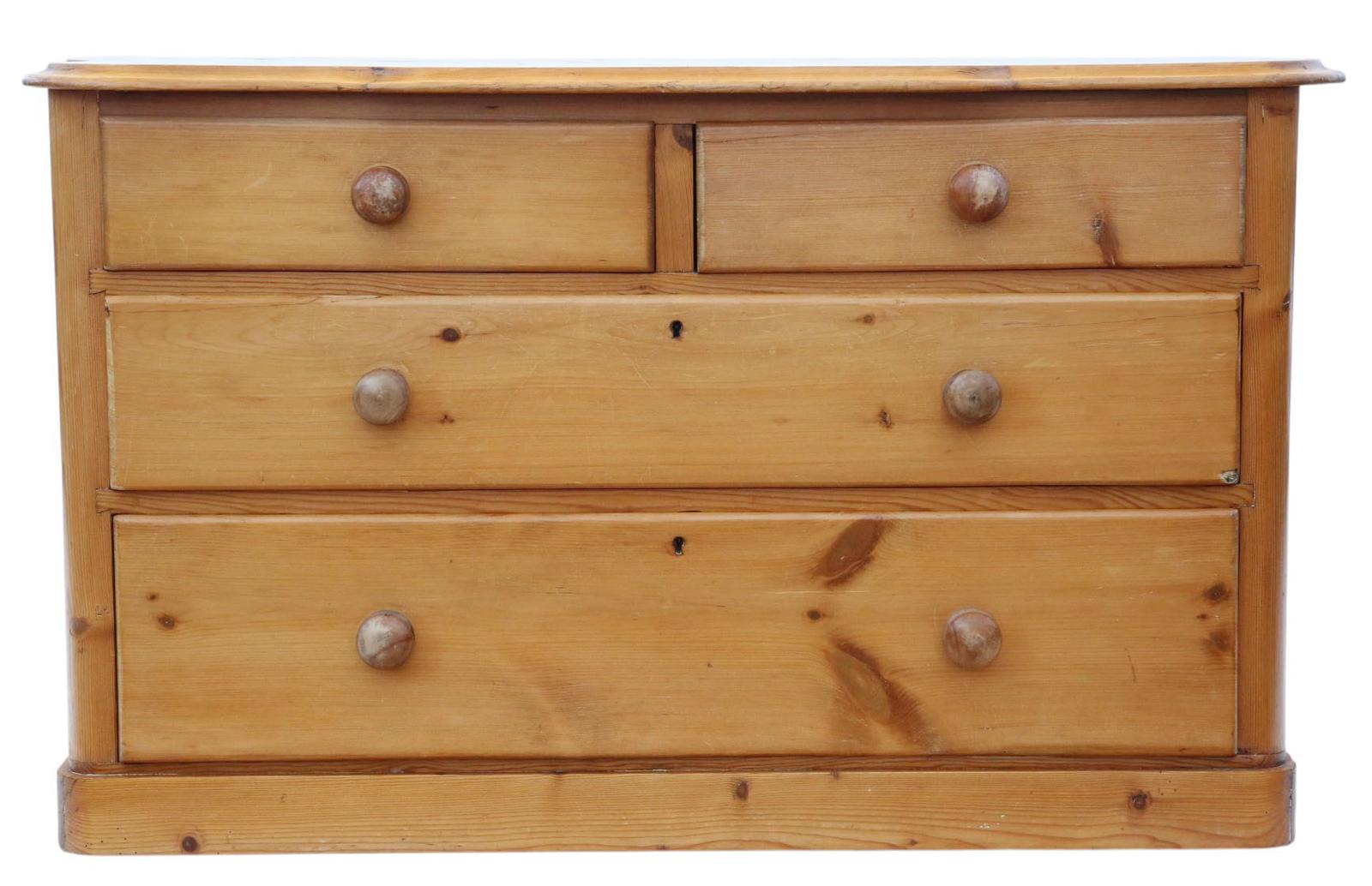 Antique 19th Century Large Pine Chest of Four Drawers – Fine Quality (1 of 8) Antique 19th Century Large Pine Chest of Four Drawers – Fine Quality (1 of 8)
